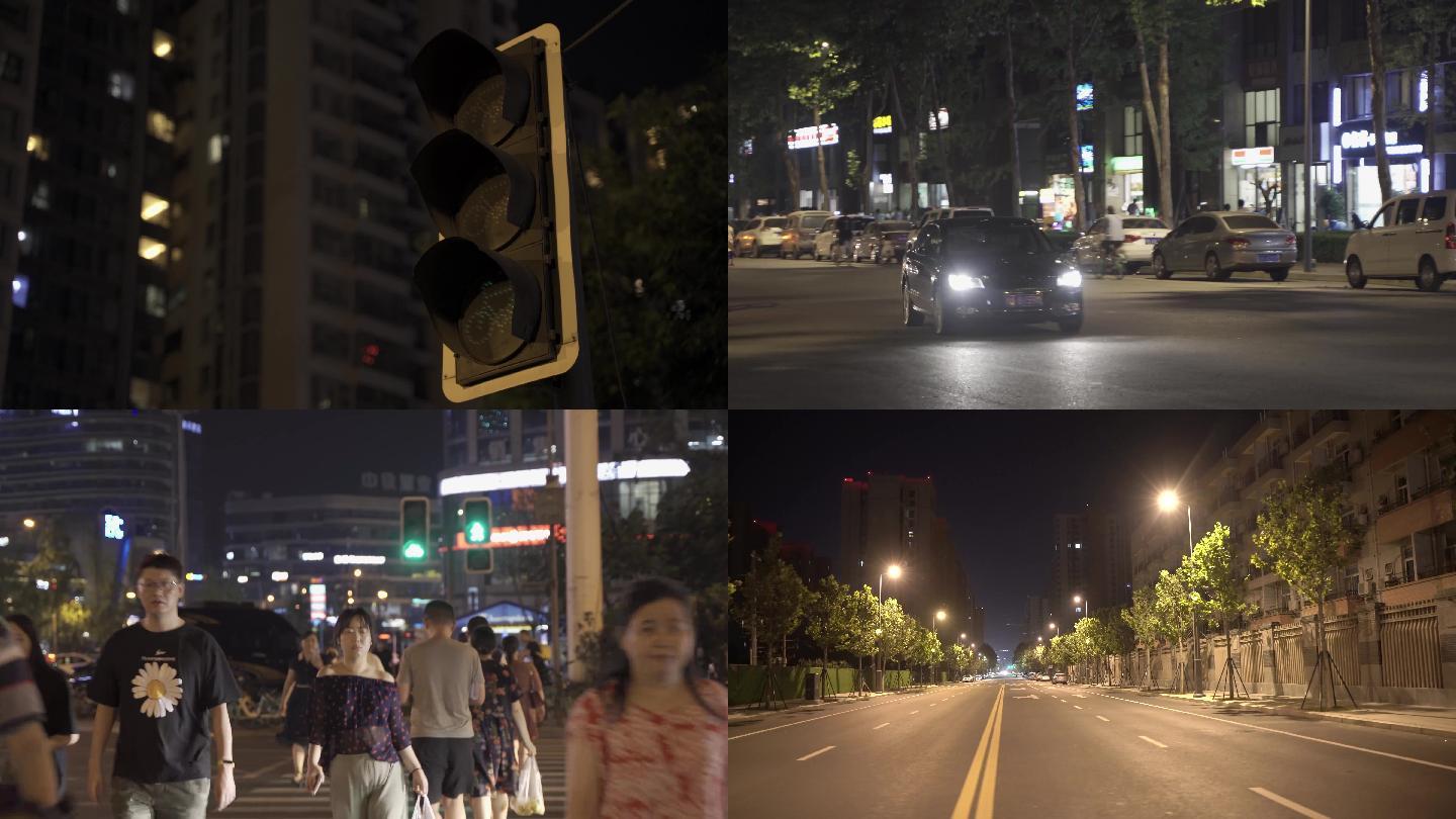 键盘左右键也可以翻页哟画质举报 夜晚城市街道红绿灯闪人群过马路