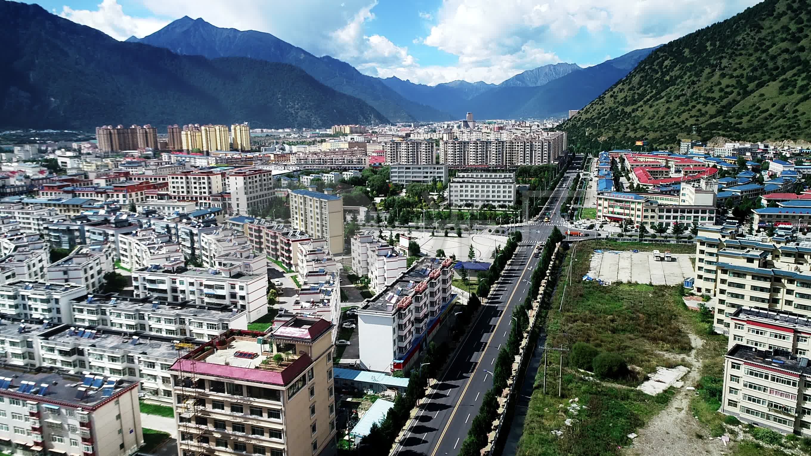 林芝 城市 航拍 调色 后期 风景