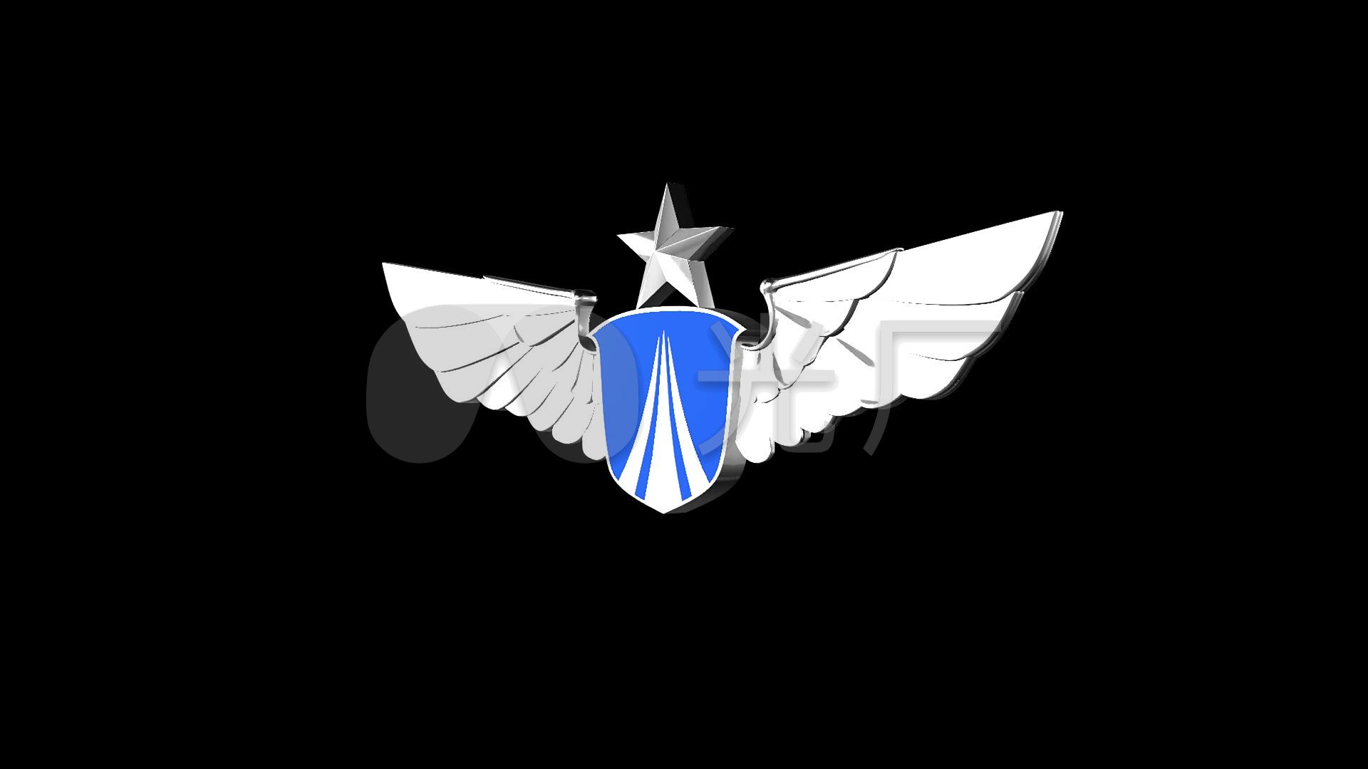 空军部队3d胸标循环转动动画