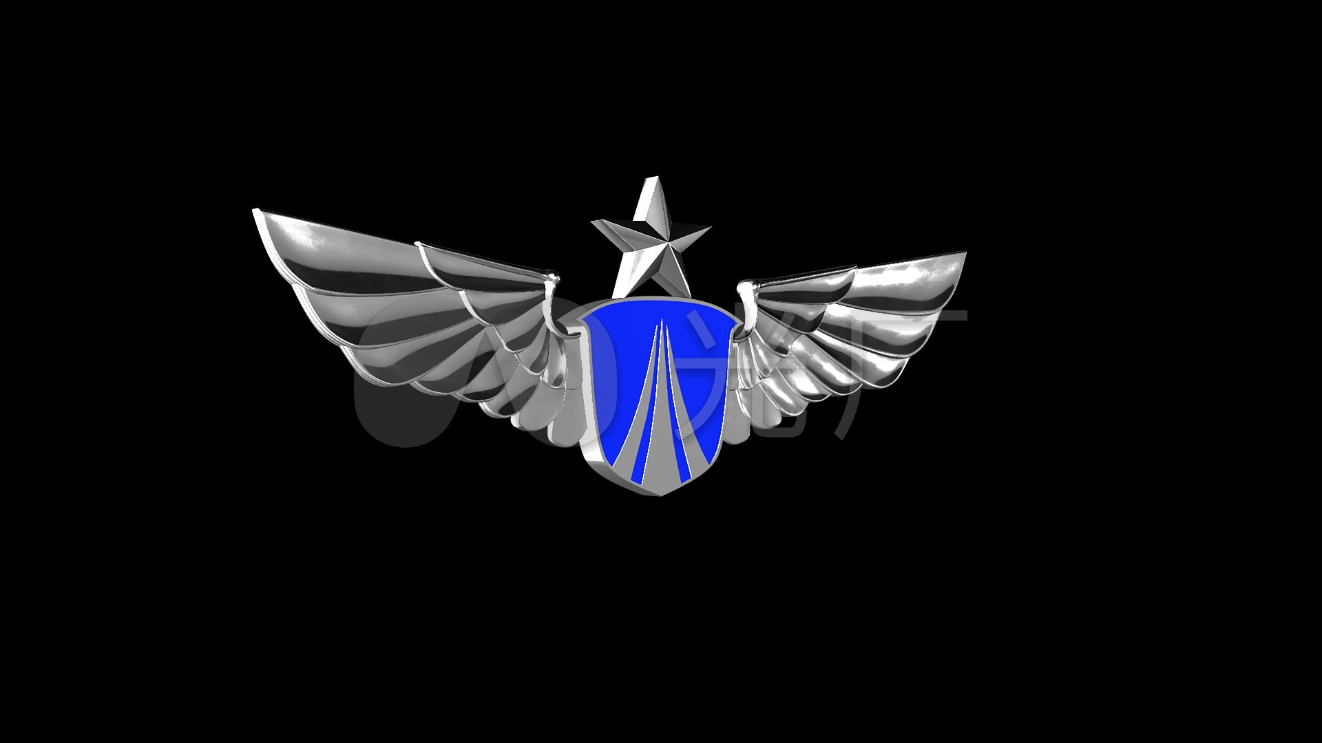 空军部队3d胸标循环转动动画