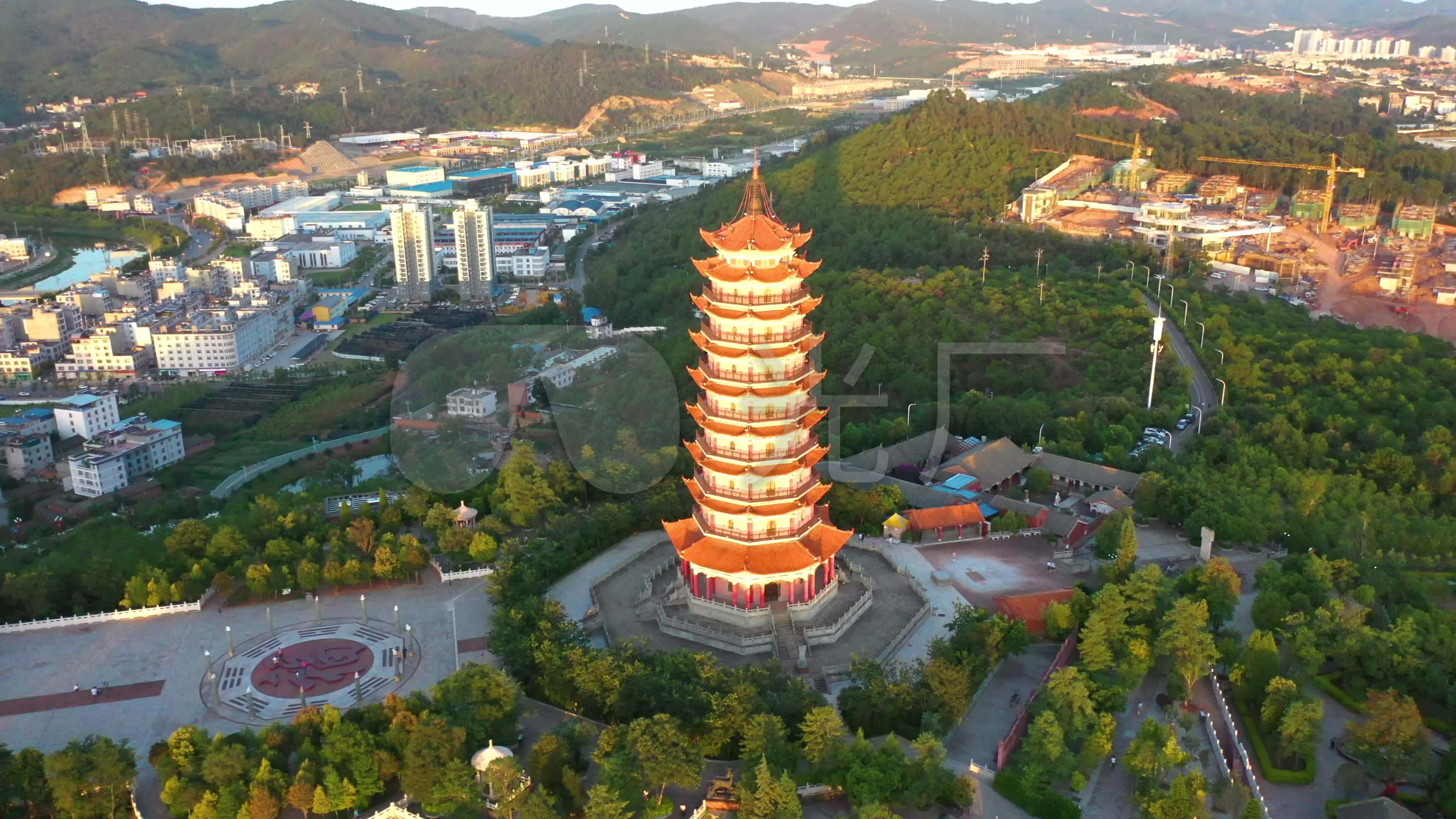 楚雄福塔公园航拍4k_3840x2160_高清视频素材下载(编号:4948636)_实拍