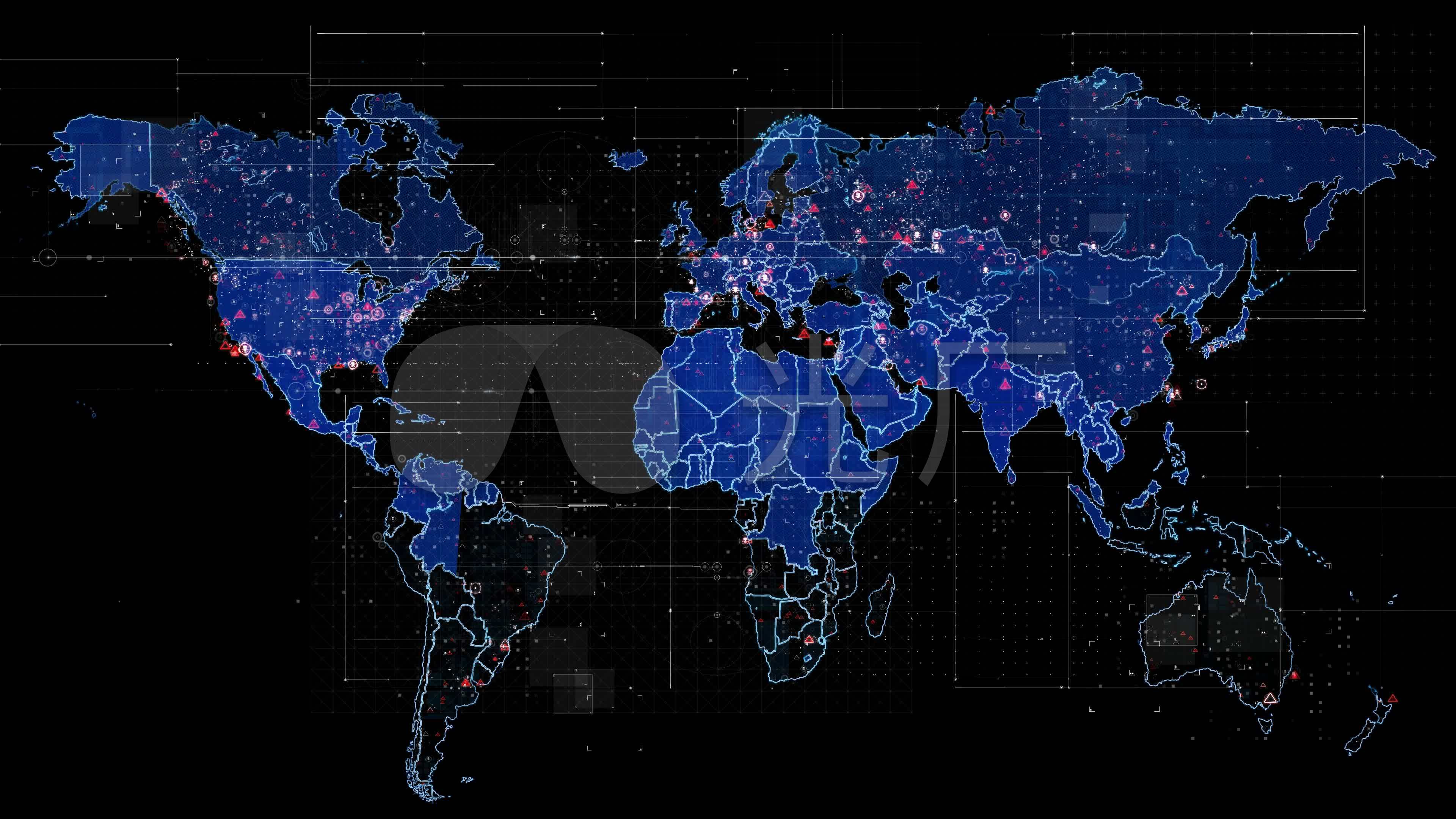 高科技世界地图扫描_3840x2160_高清视频素材下载(编号:4955329)_影视