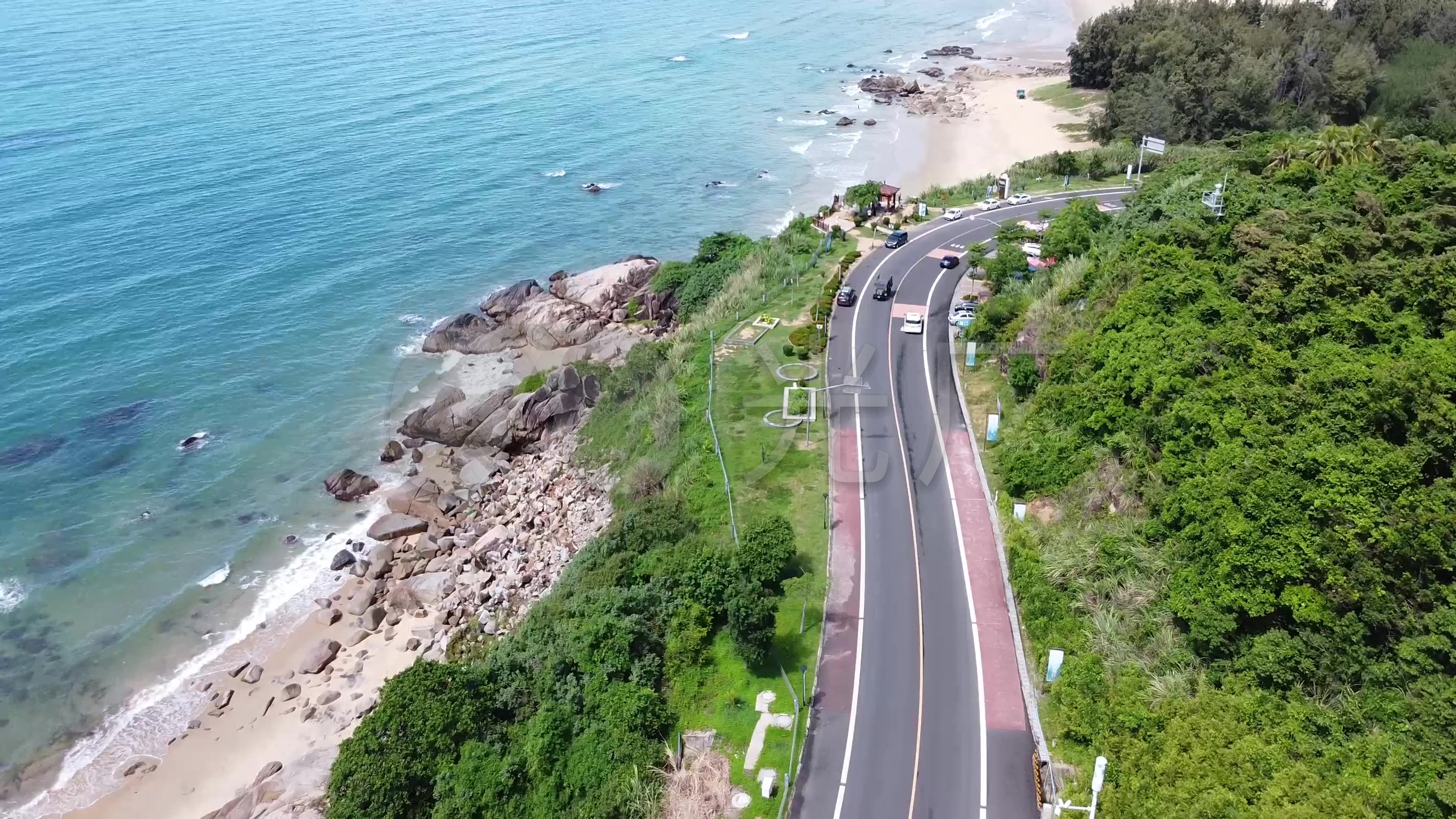 海南万宁石梅湾至大花角滨海旅游公路_2720x1530_高清视频素材下载