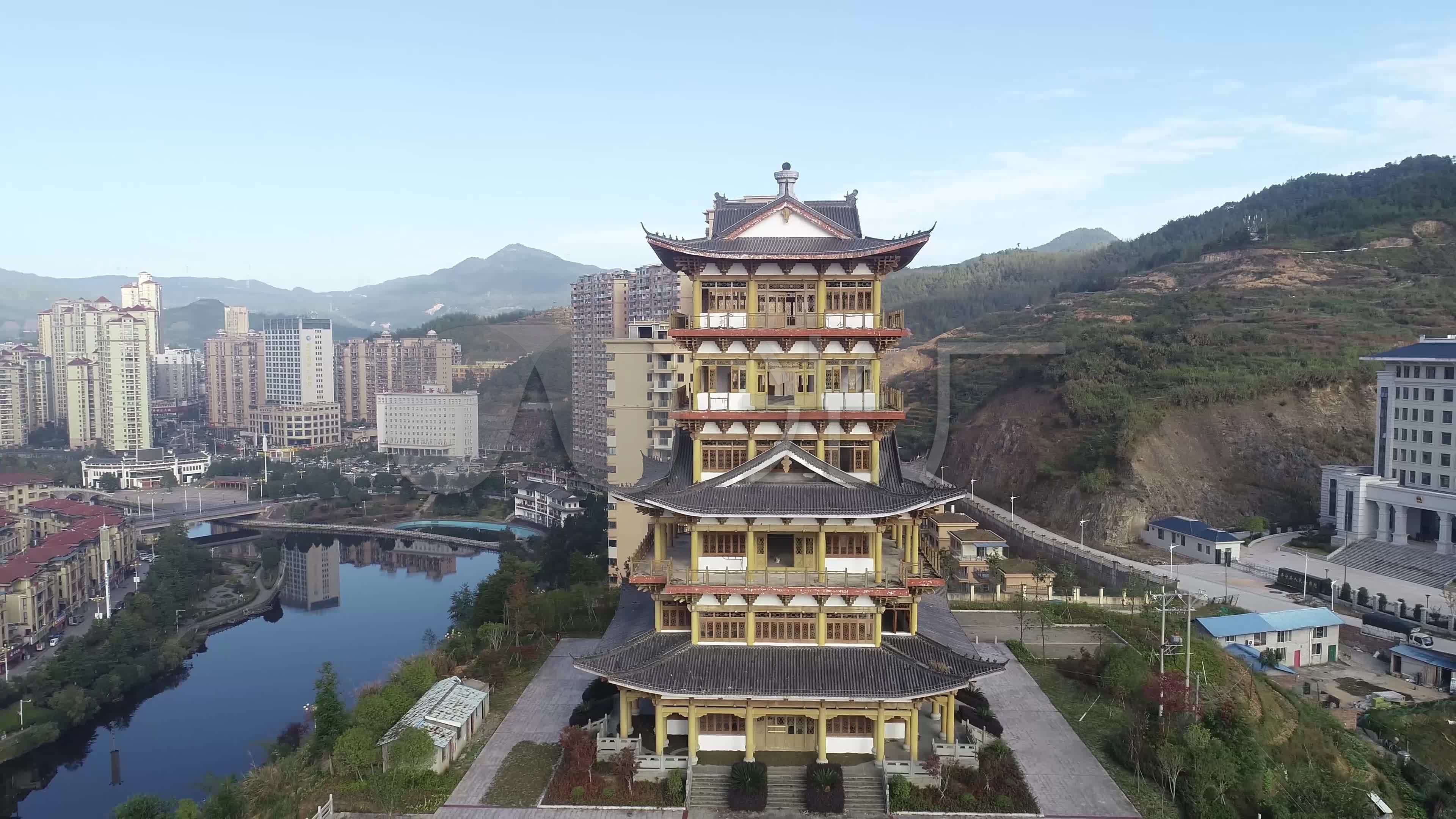 福建宁德市寿宁县县城航拍素材_3840x2160_高清视频素材下载(编号