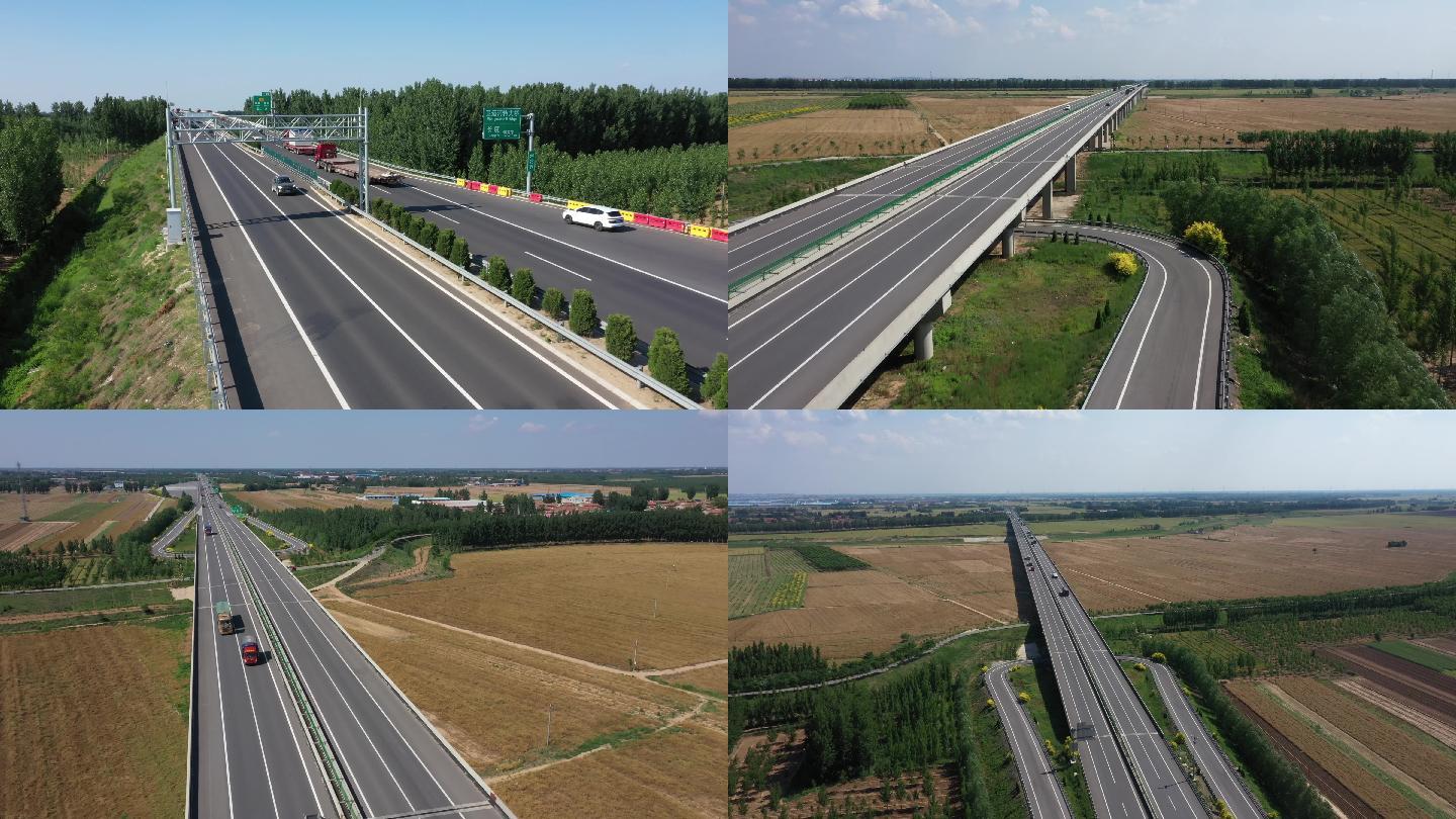 航拍青银高速公路卫运河大桥
