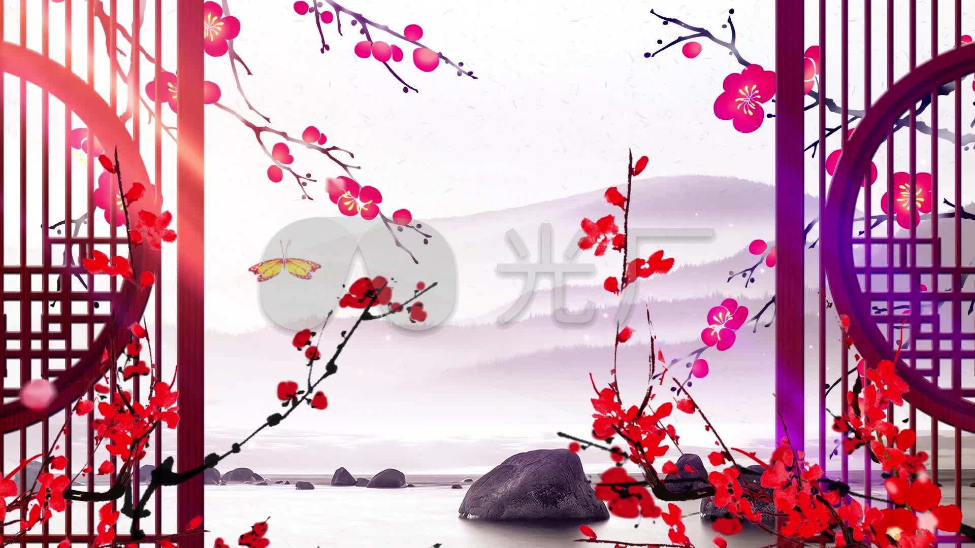 红梅赞梅花儿开舞台背景_1920x1080_高清视频素材下载(编号:4975088)