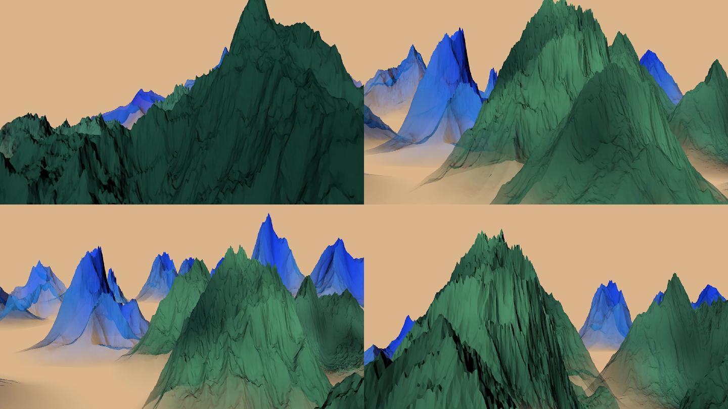 青绿山水c4d立体模型