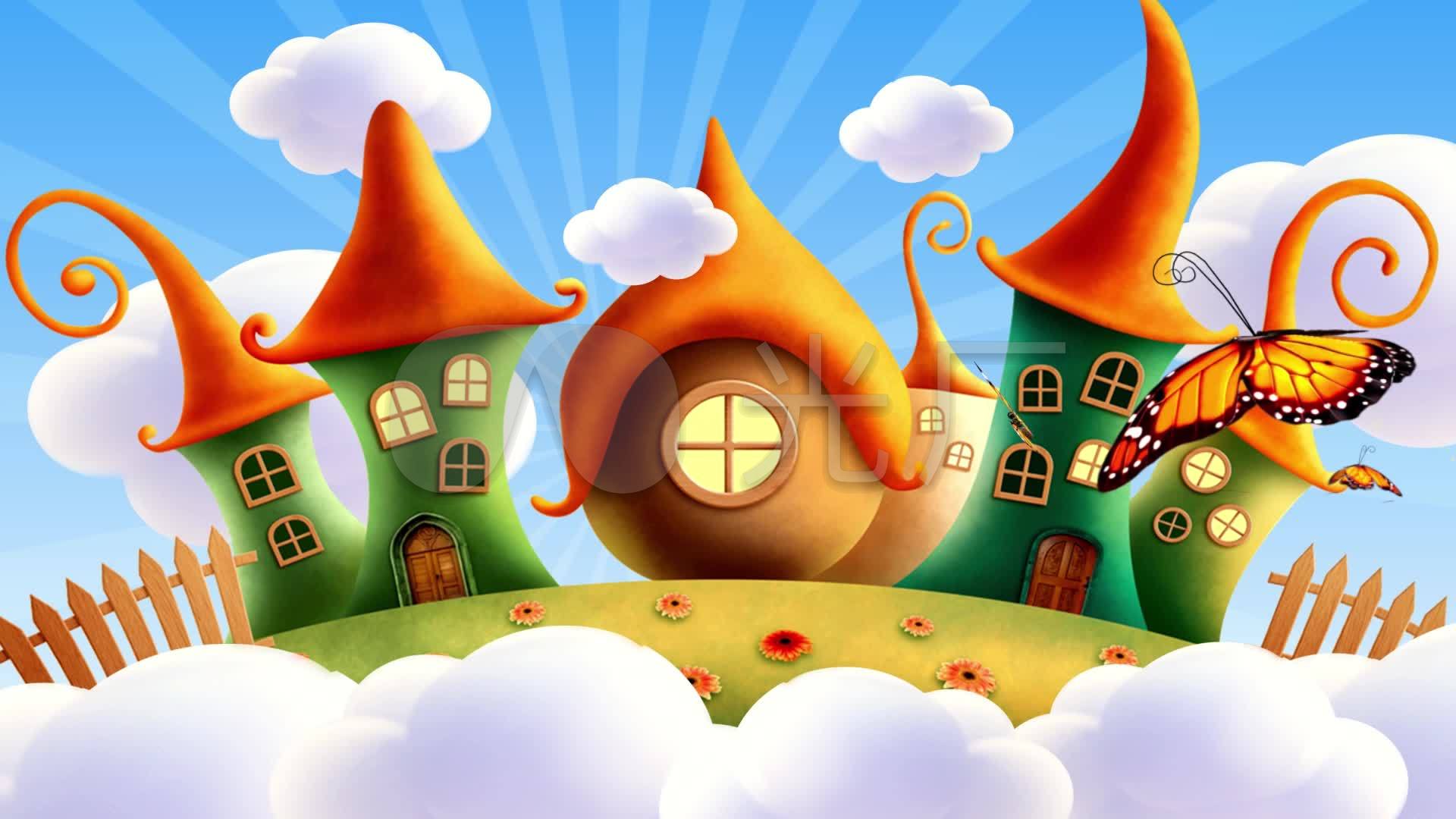 梦幻童话世界可爱卡通魔法屋背景