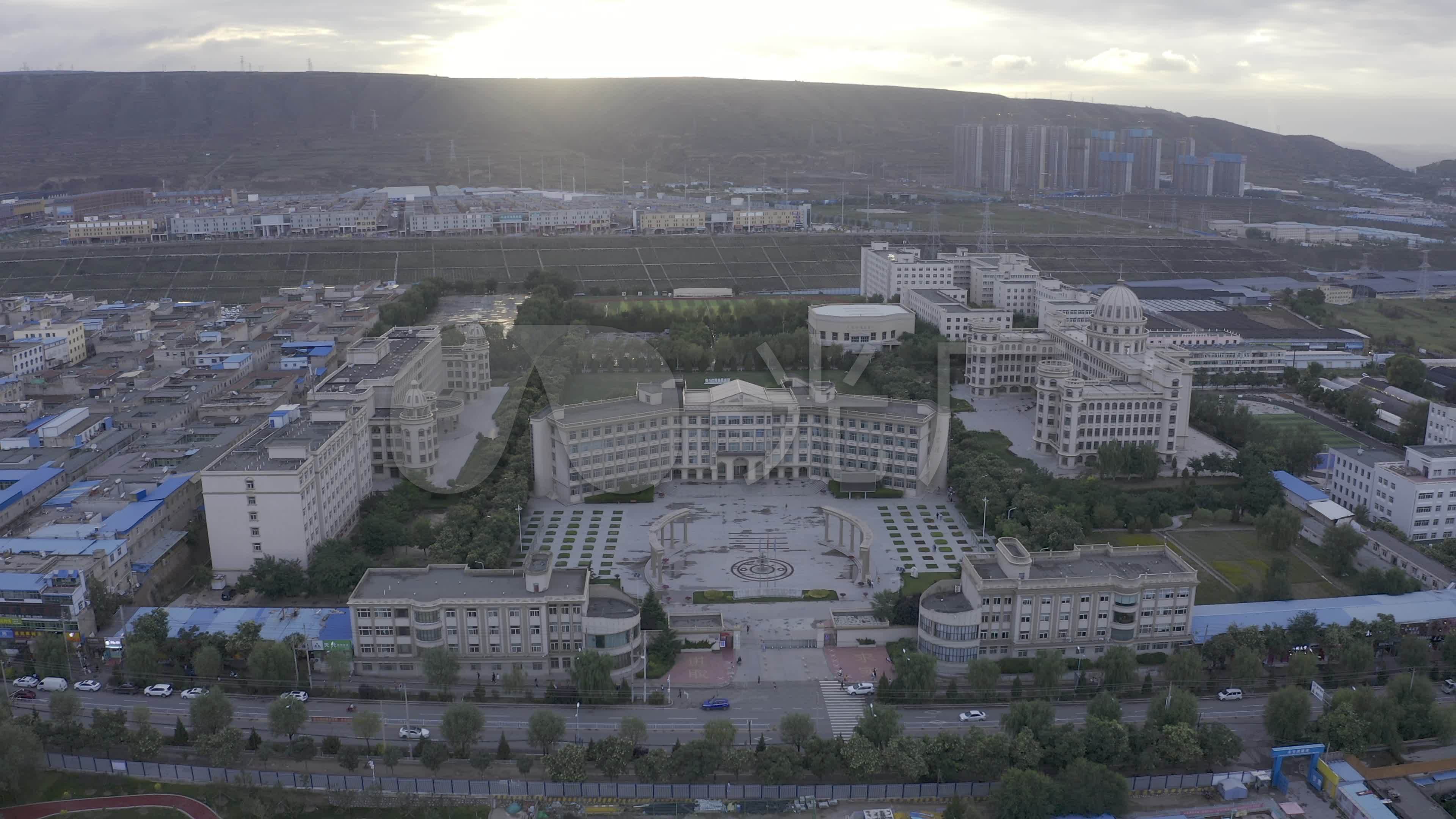 4k-hlg原素材-兰州外语职业学院航拍_3840x2160_高清视频素材下载