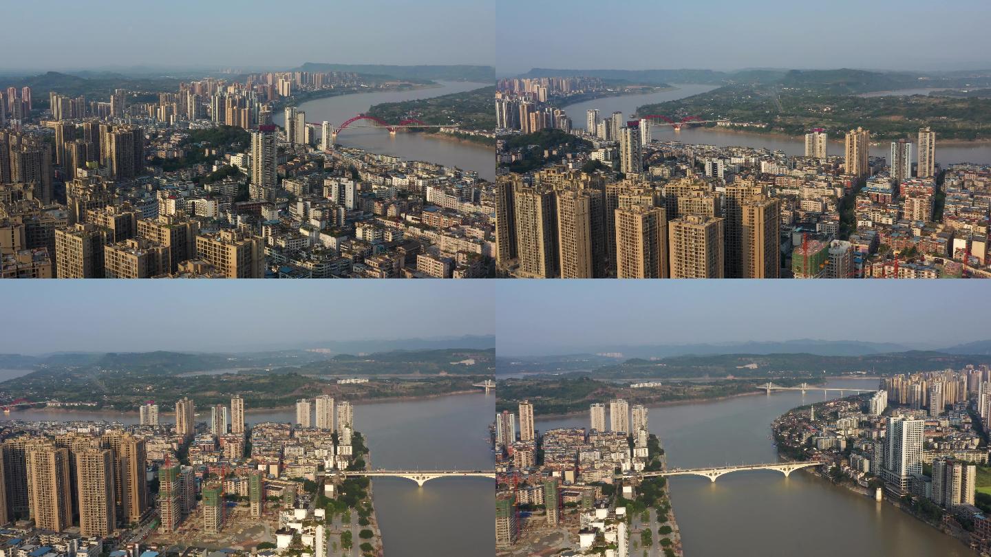 4k重庆市合川区城市航拍素材