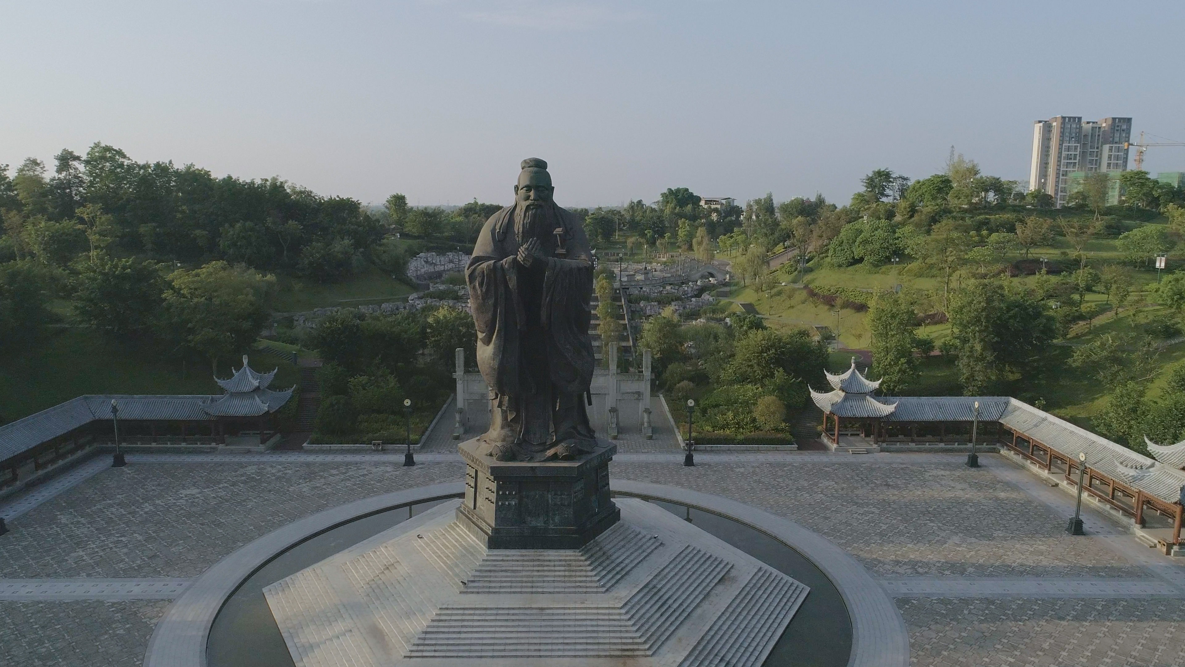 隆昌孔子主题公园航拍4k