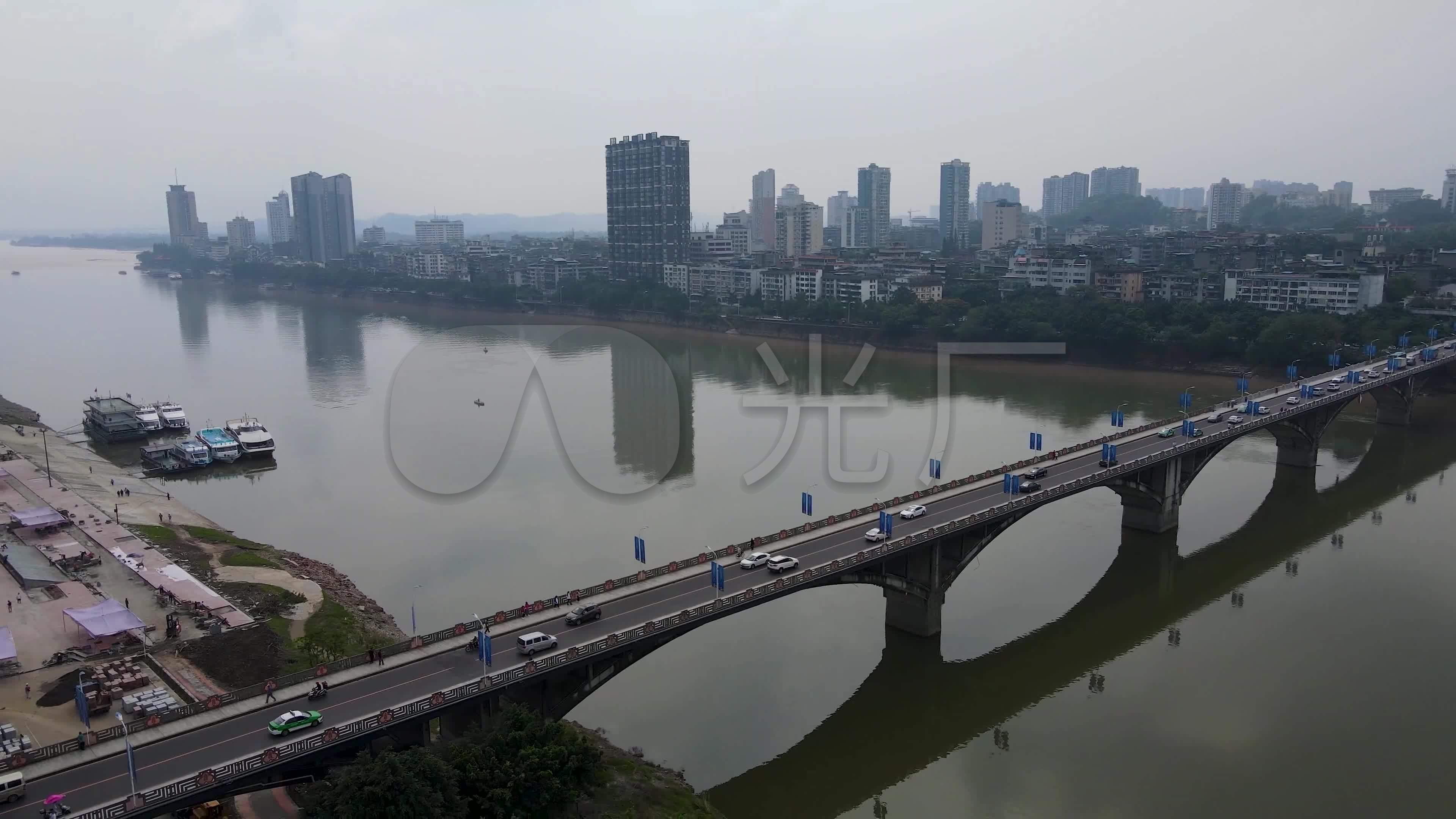 乐山岷江一桥多镜头航拍4k_3840x2160_高清视频素材