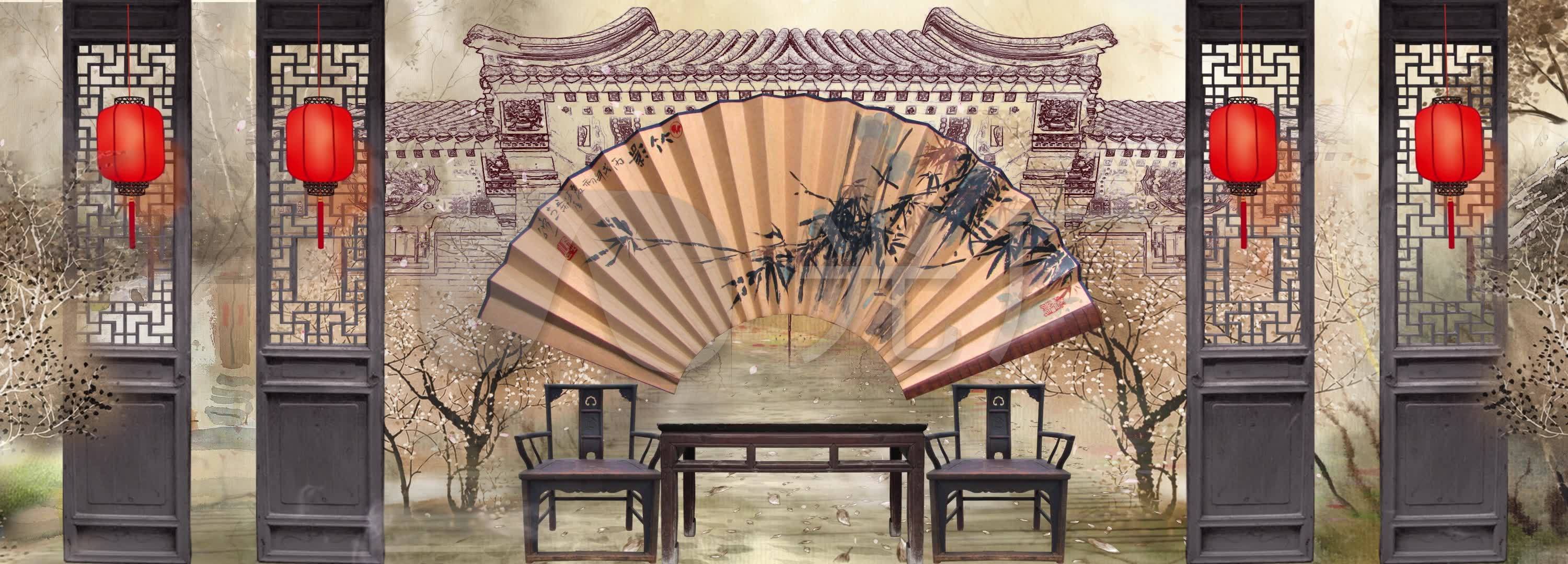 中国风传统说书相声评剧舞台背景循环