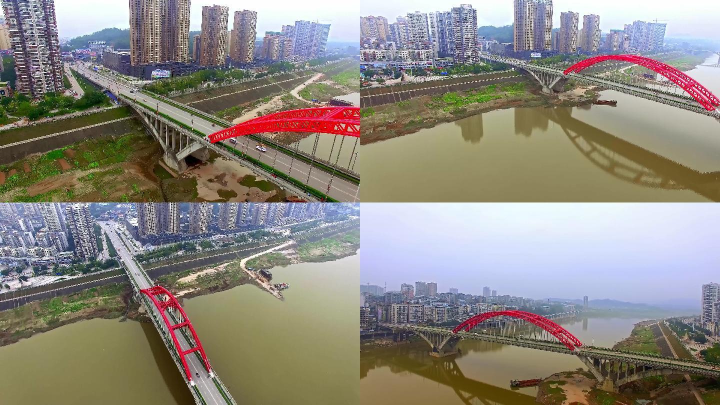 达州渠县渠江大桥航拍