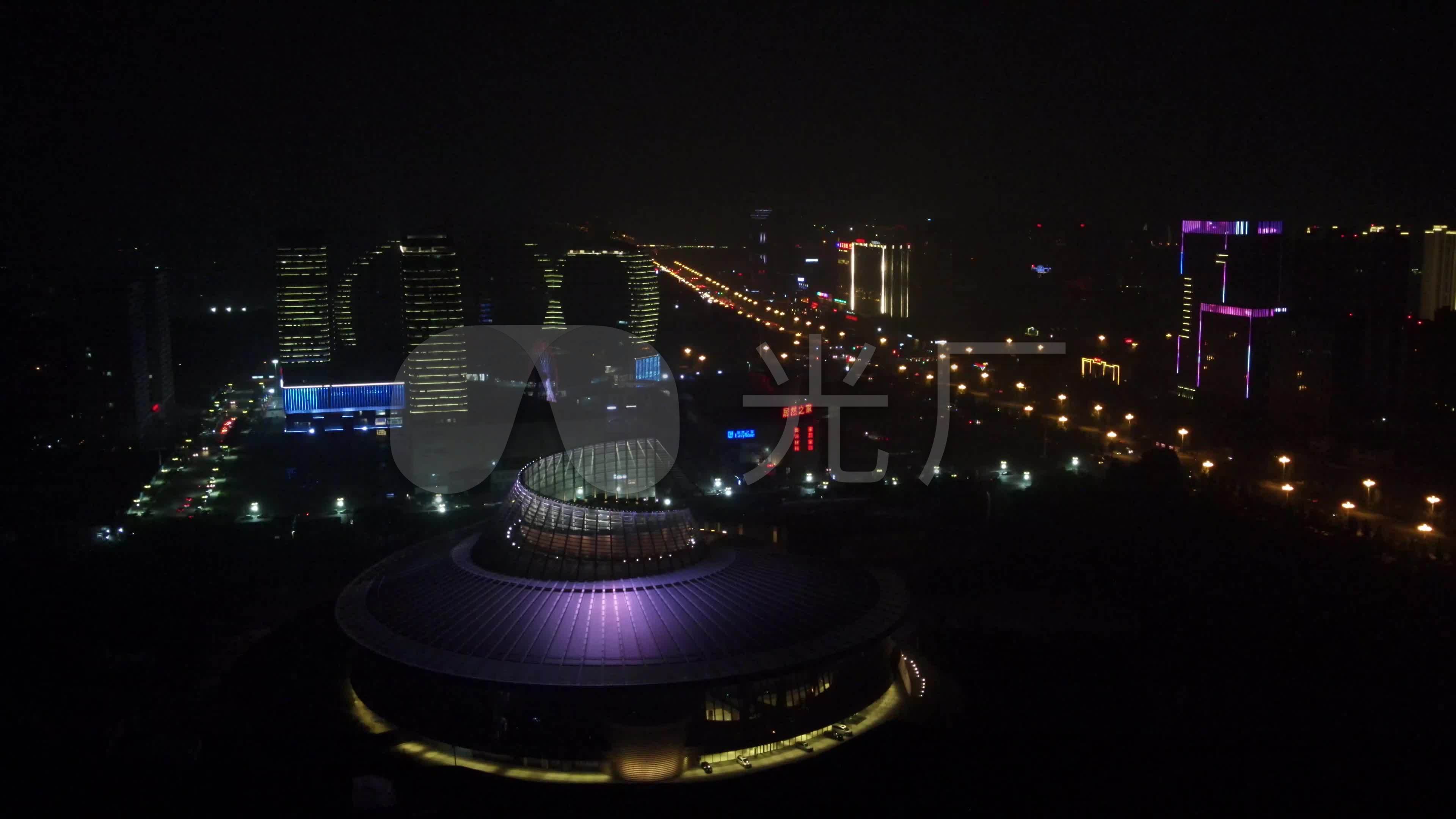 航拍保定未来石关汉卿大剧院夜景