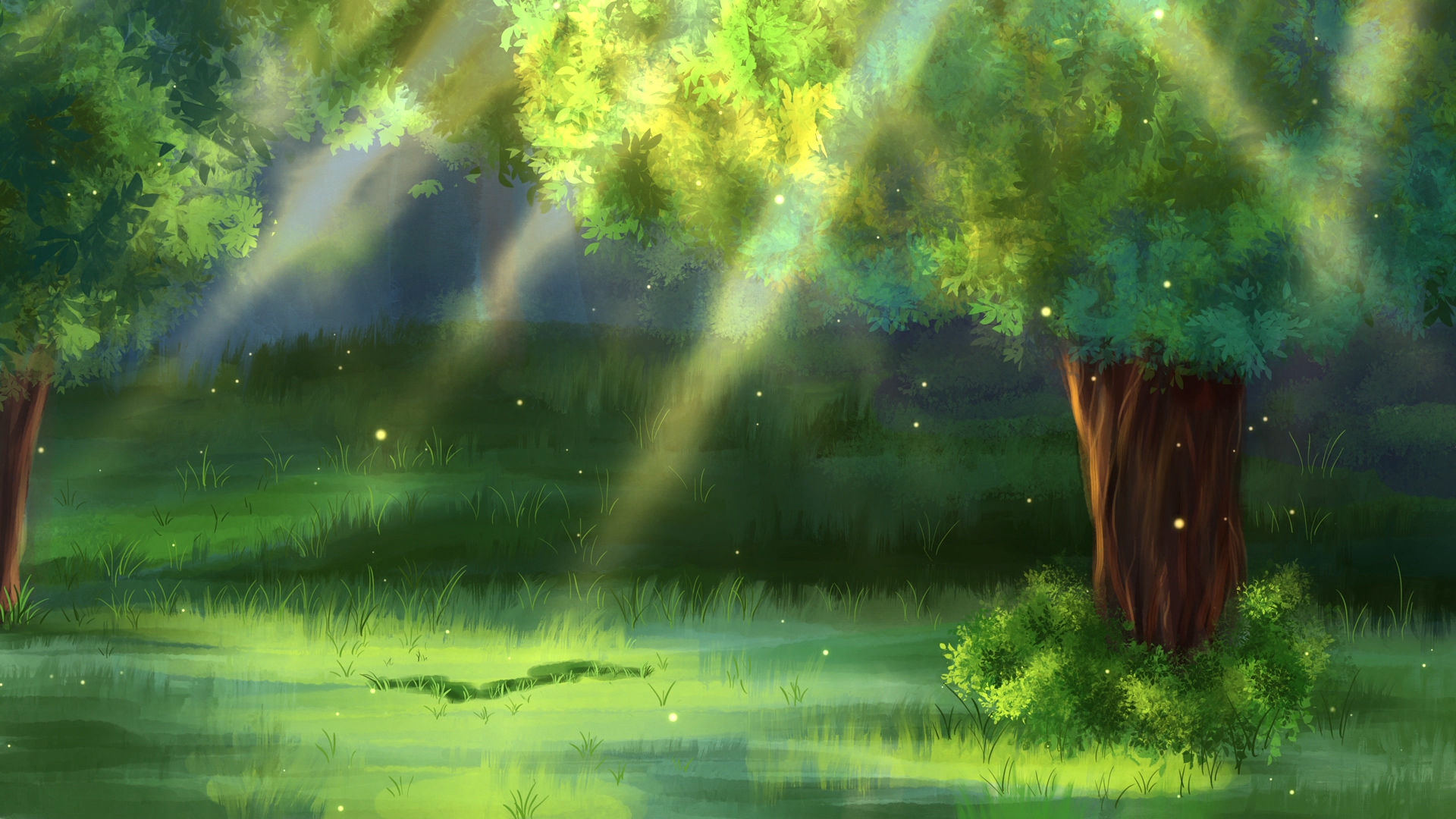 梦幻森林萤火虫背景视频_1920x1080_高清视频素材下载