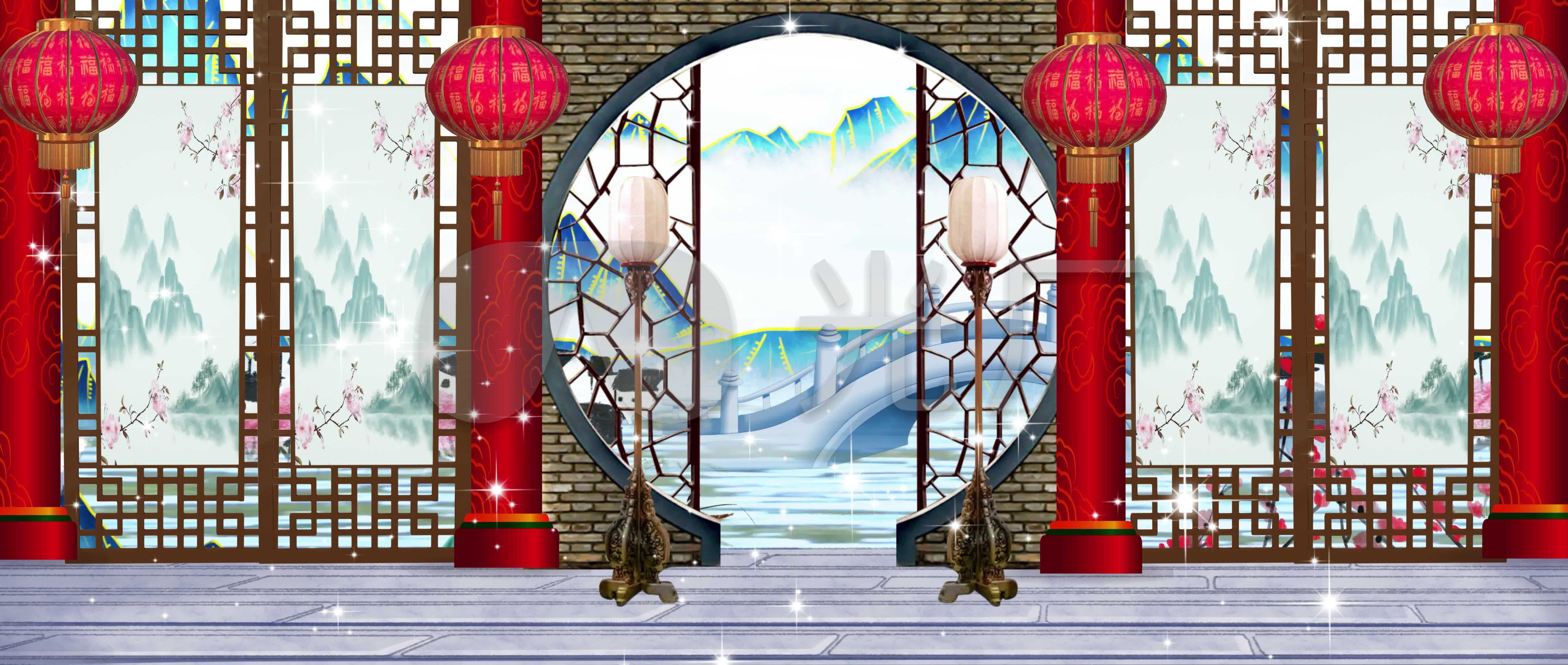 宽屏戏曲小品古风大厅舞台背景1