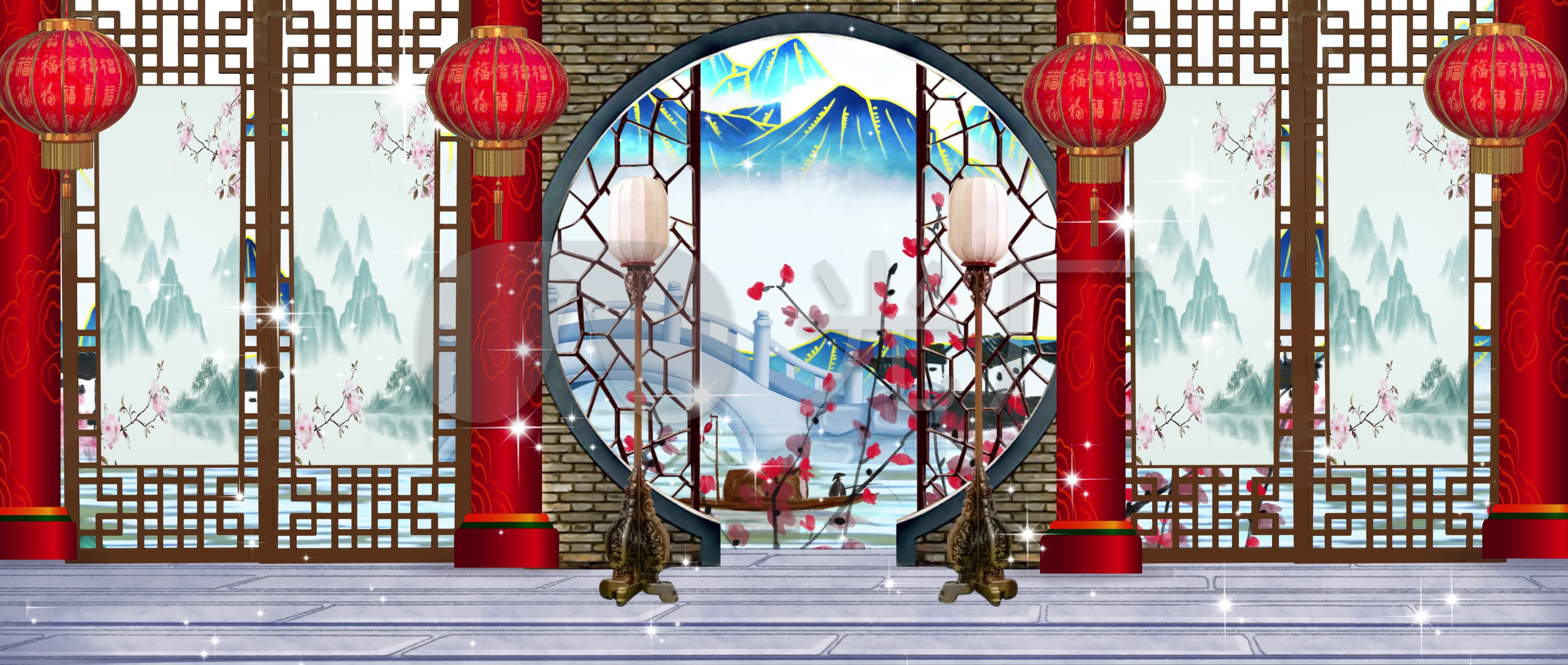 宽屏戏曲小品古风大厅舞台背景1