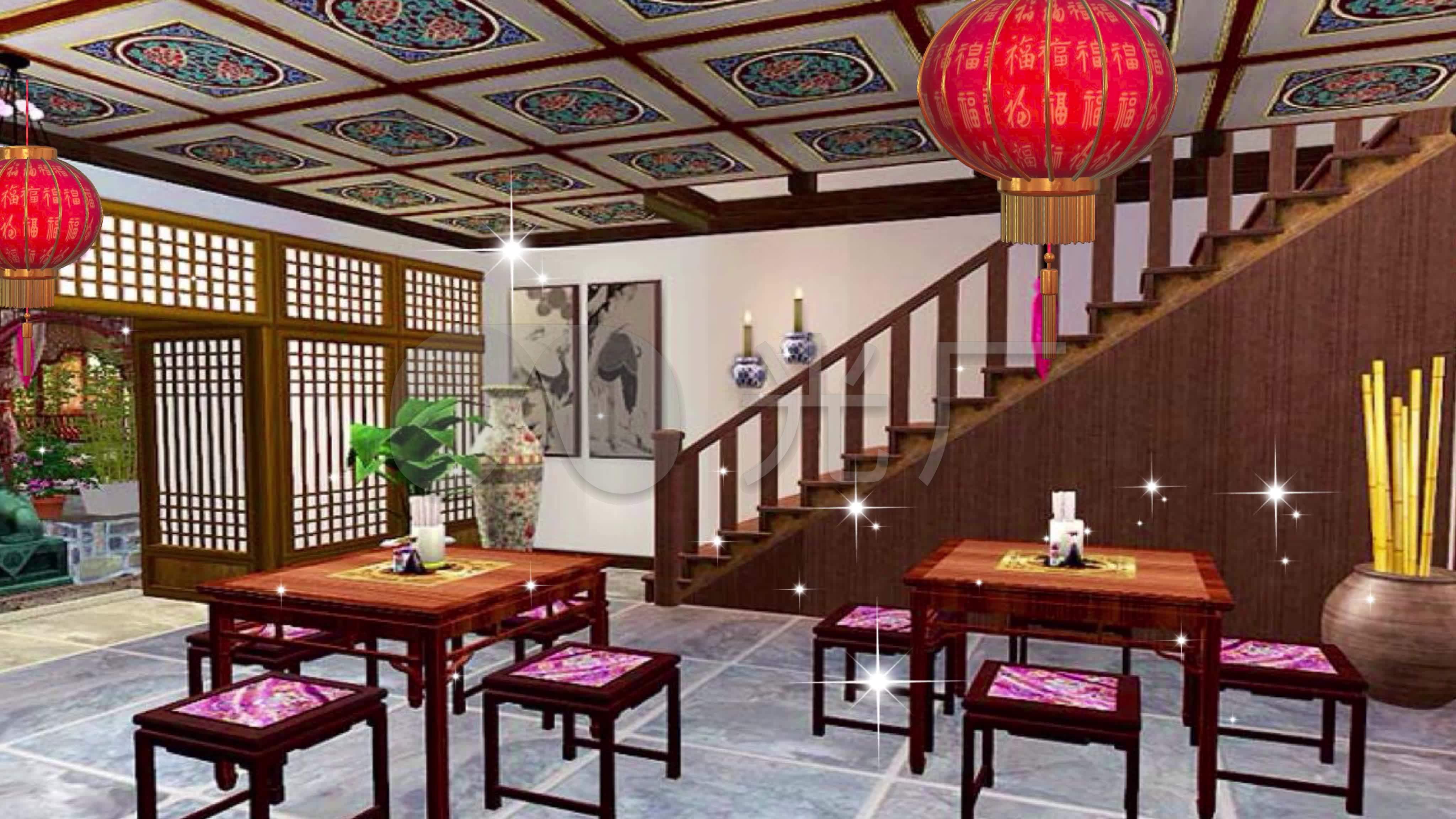 4k古风古代客栈饭店室内场景_4096x2304_高清视频素材下载(编号