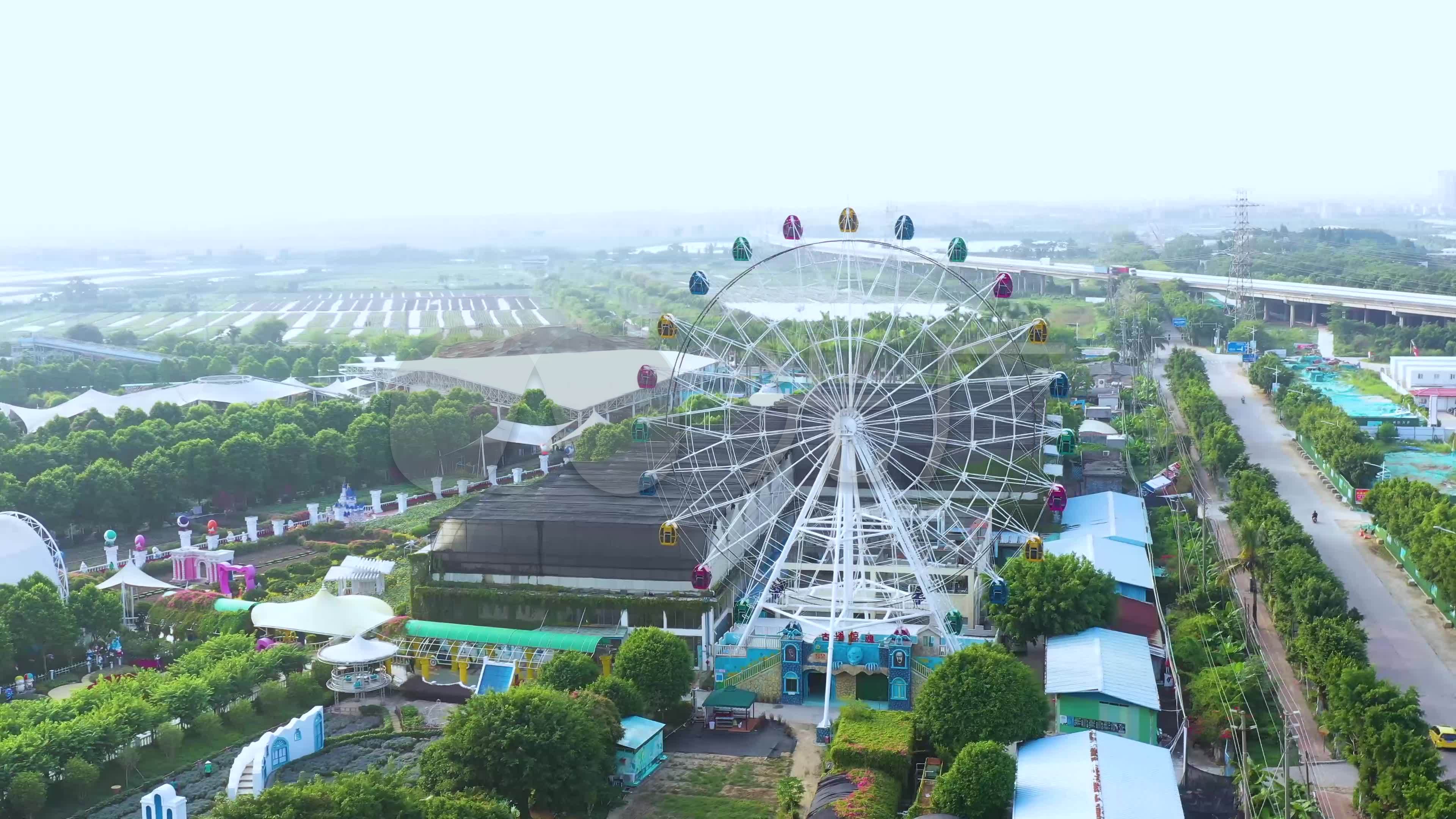 广州旅游百万葵园花之恋酒店摩天轮4k_3840x2160_高清视频素材下载