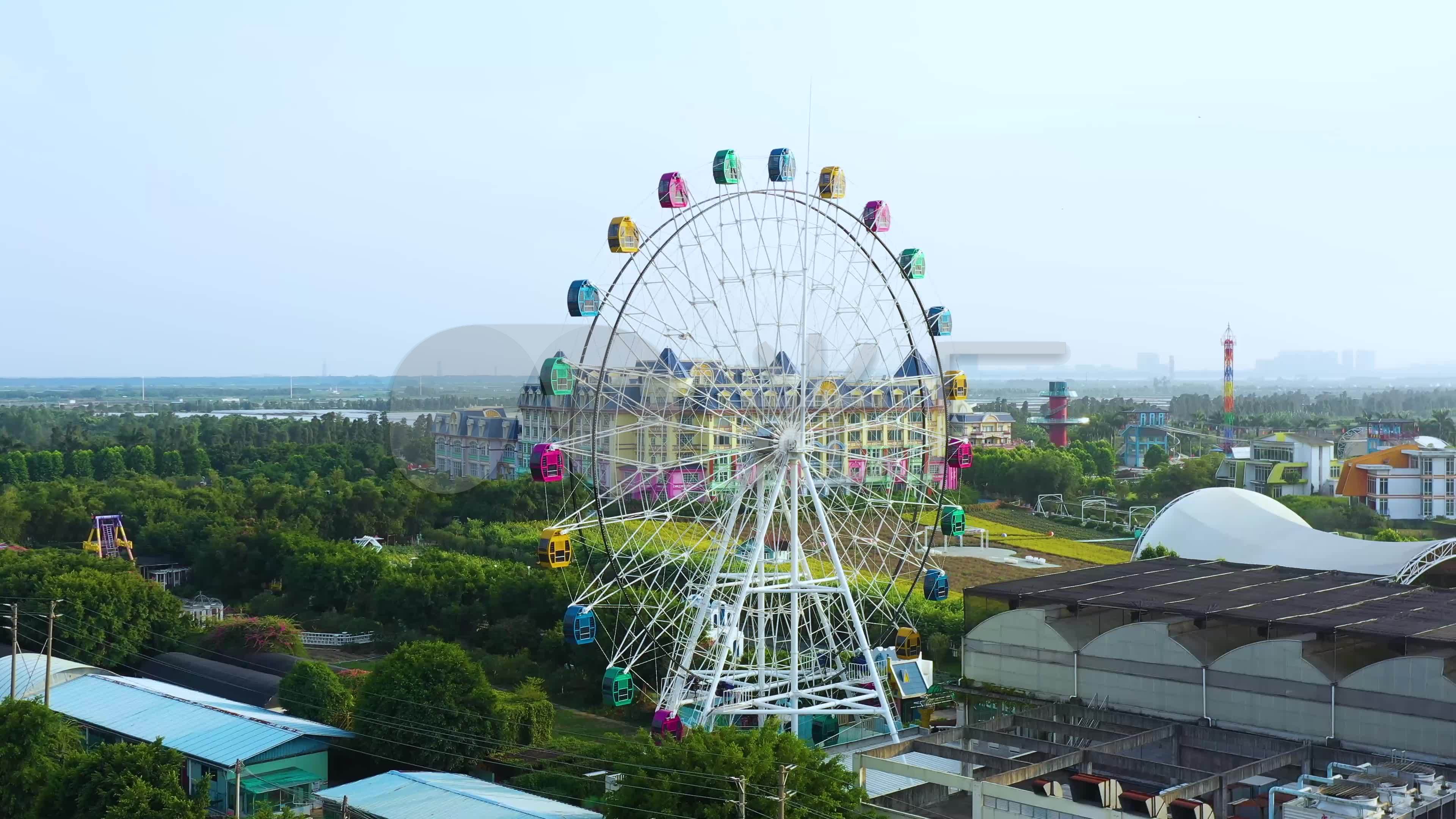 广州旅游百万葵园花之恋酒店摩天轮4k-3_3840x2160_高清视频素材下载