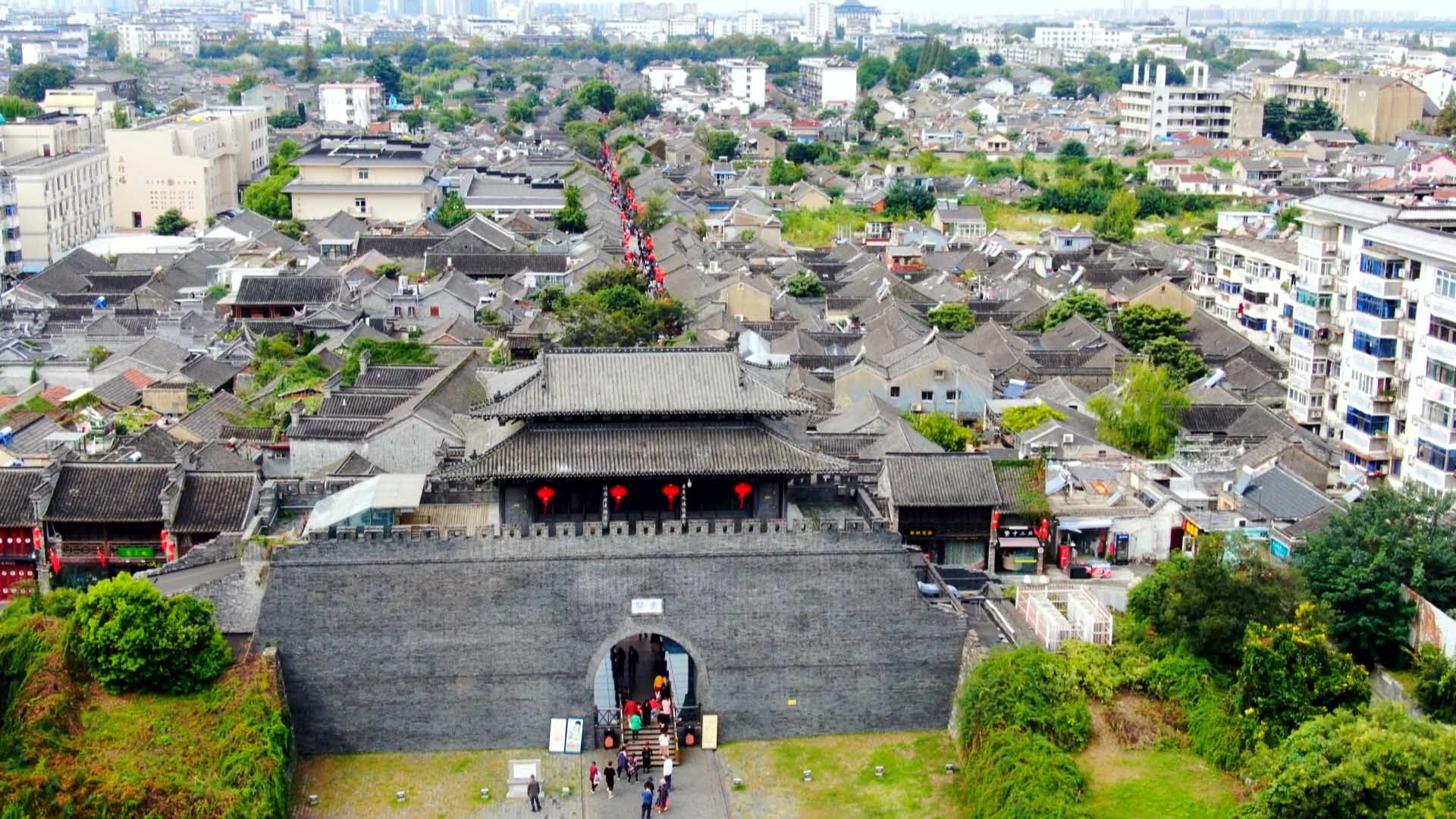 扬州东关街航拍东关街视频素材_1920x1080_高清视频