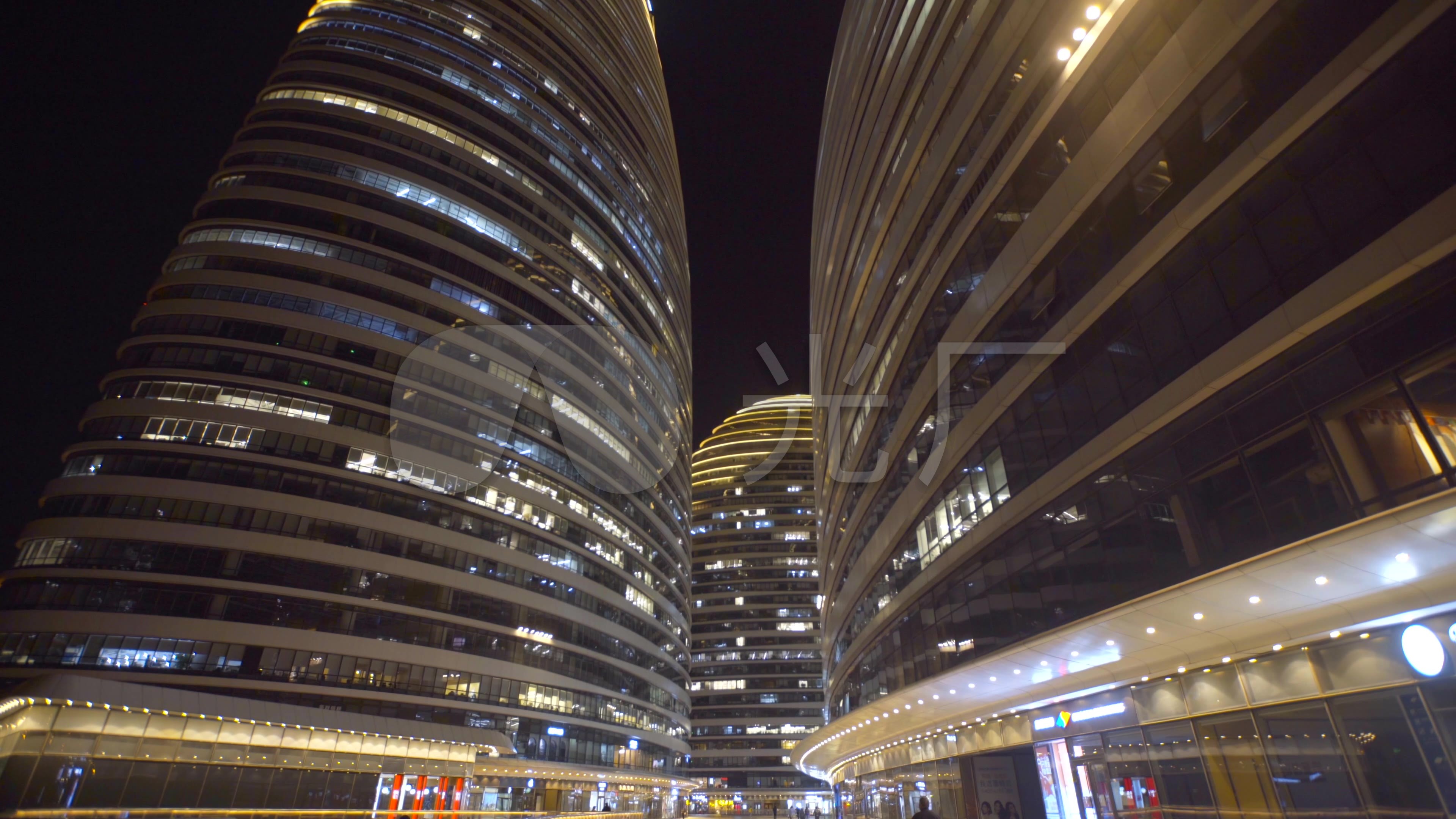 视频素材 实拍视频 景观人文 4k望京soho城市建筑夜晚夜景cbd 来自