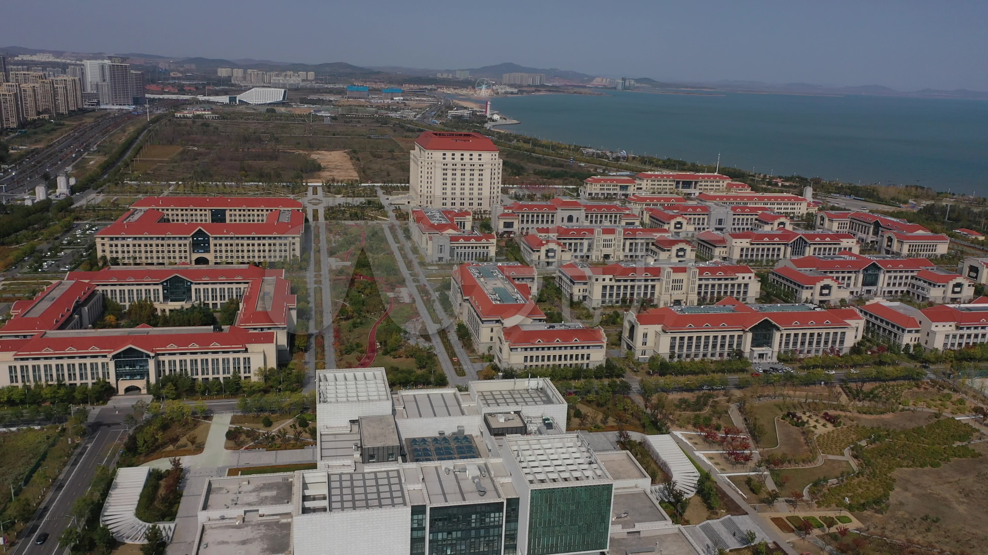 山东大学青岛校区_3840x2160_高清视频素材下载(编号