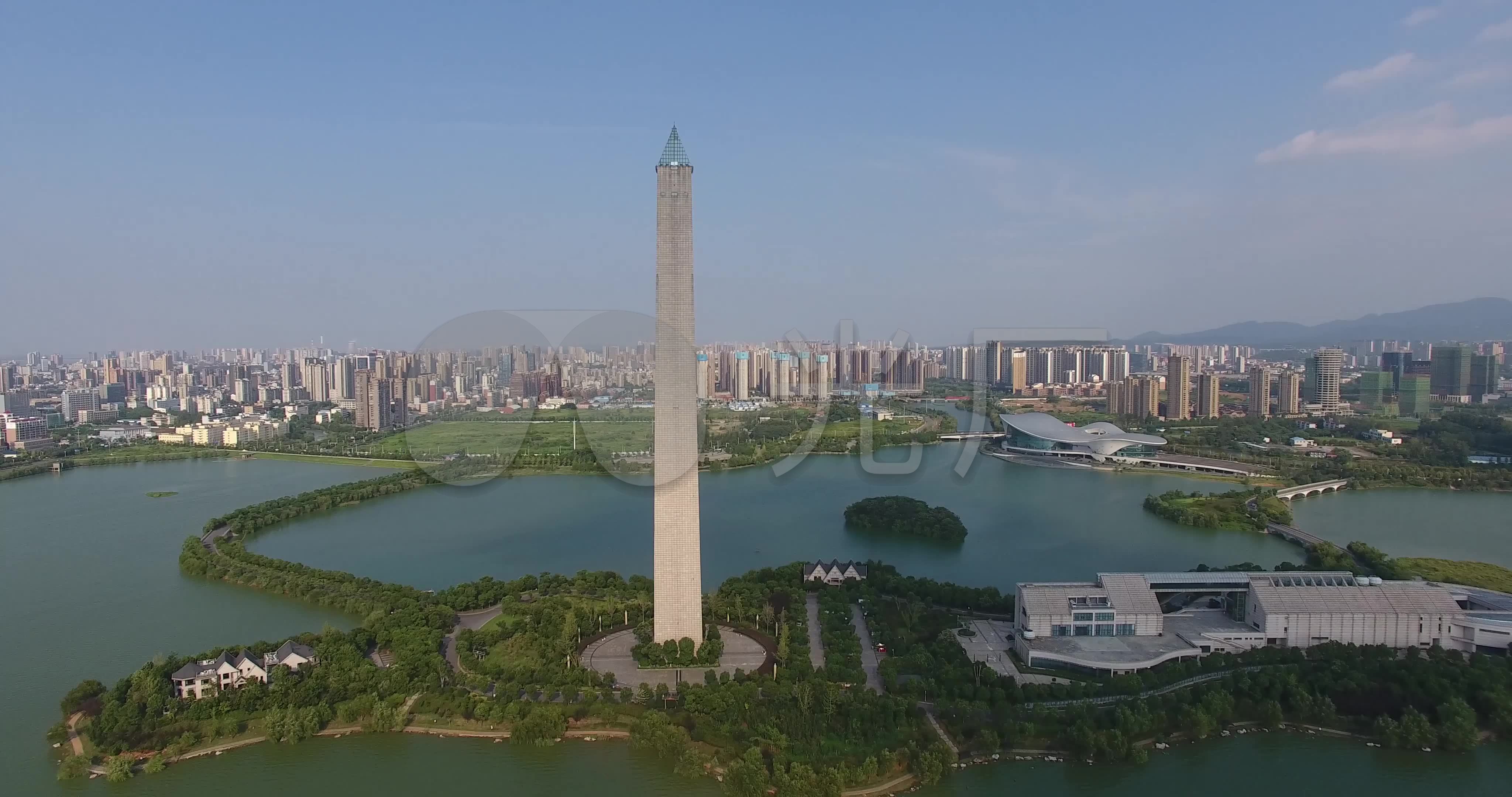 九江八里湖胜利碑航拍素材4k_4096x2160_高清视频素材下载(编号