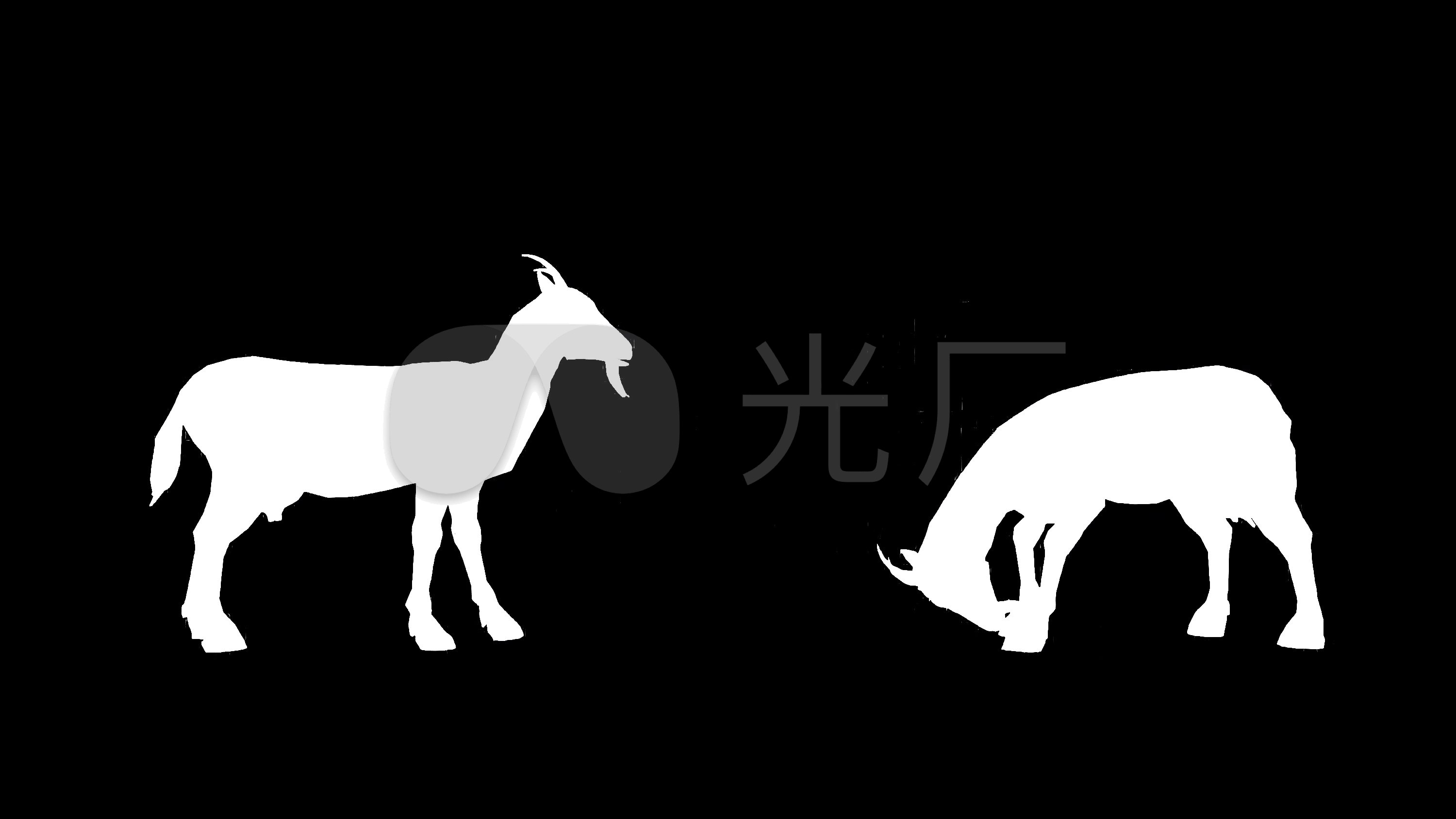 山羊吃草剪影