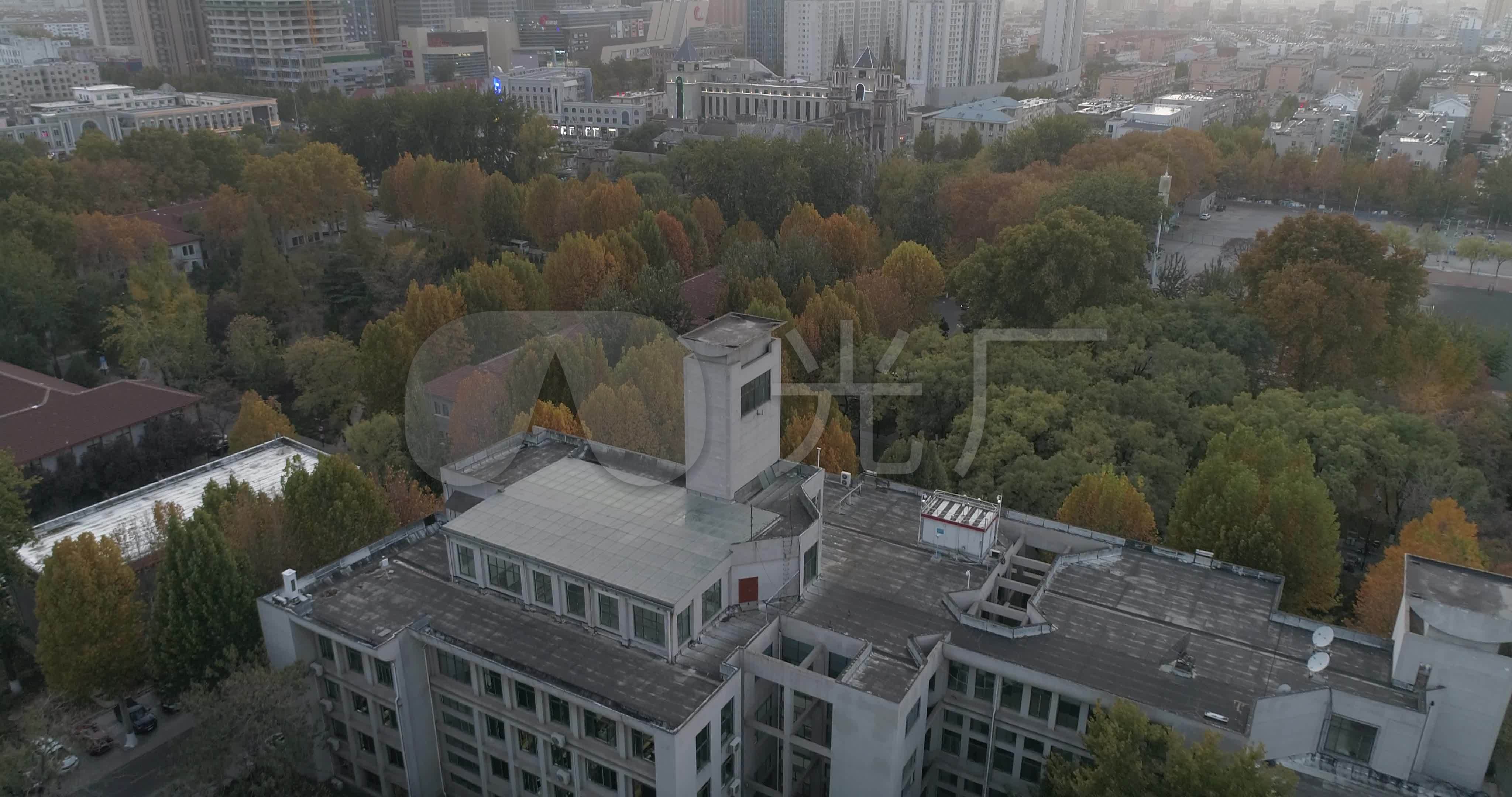 山东大学洪家楼校区航拍4k原素材_4096x2160_高清视频素材下载(编号