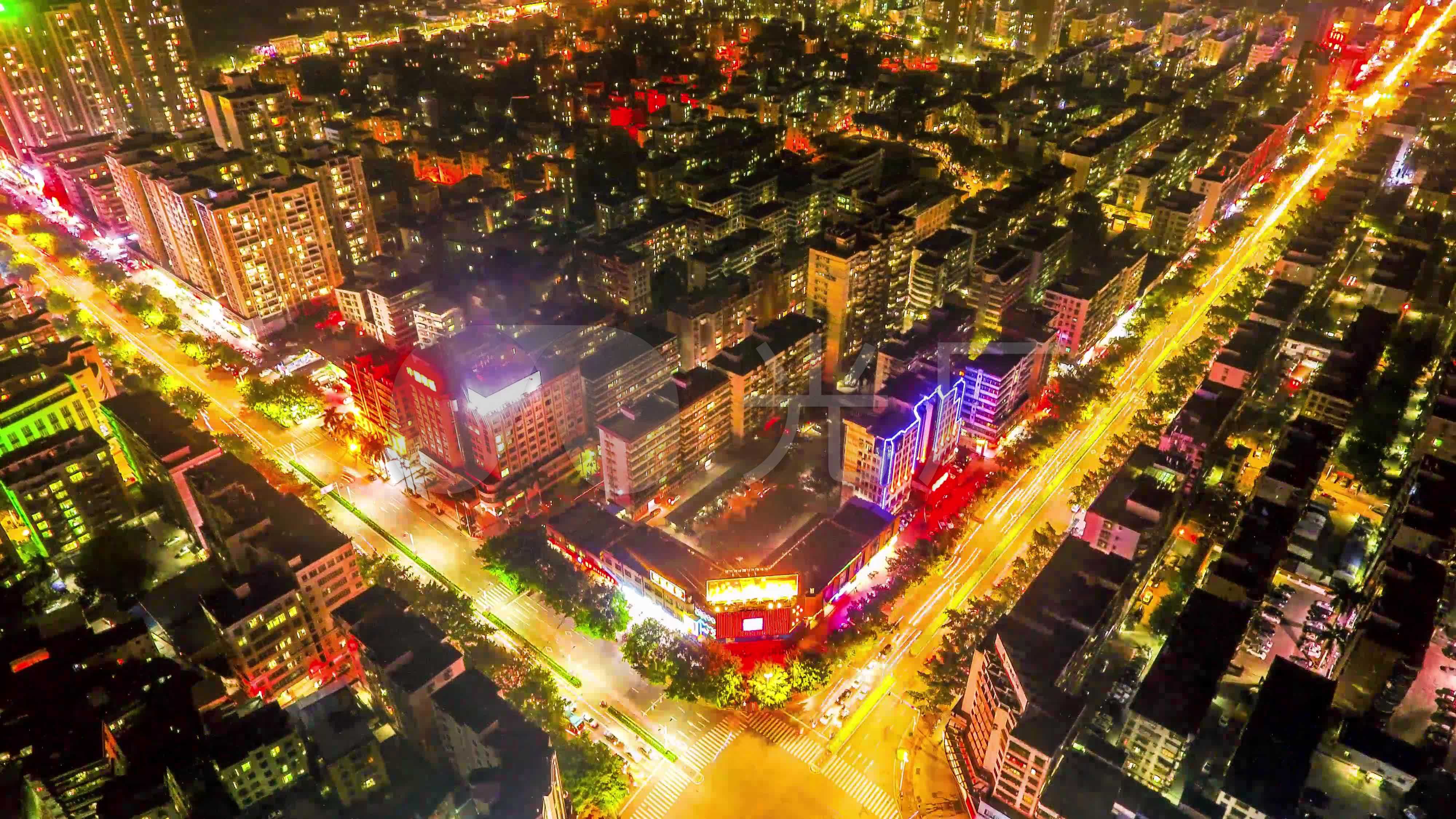 唯美风景-航拍夜景延时-茂名夜景航拍延时_4000x2250