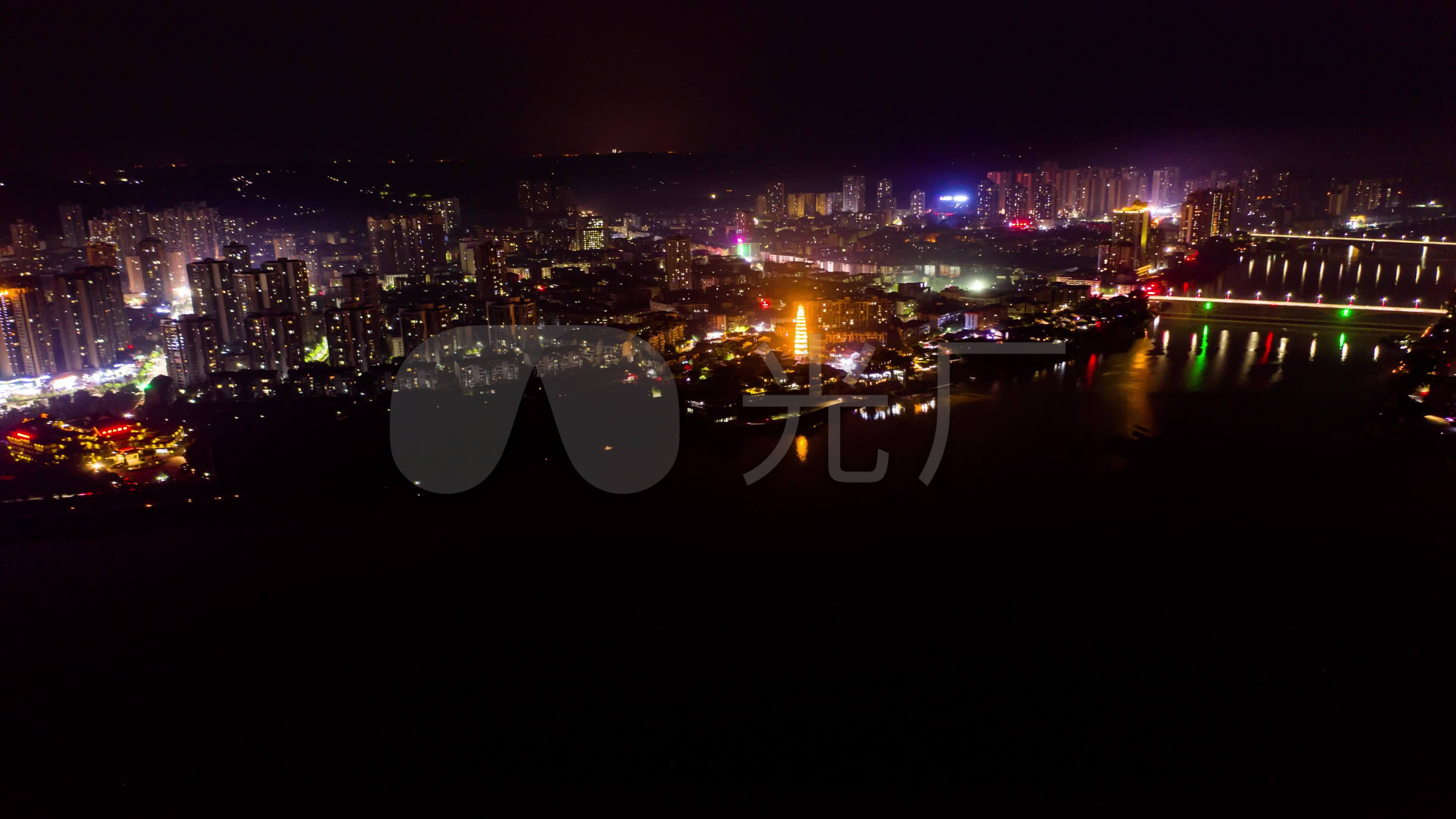 4k重庆市合川区城市夜景航拍延时_3840x2160_高清视频
