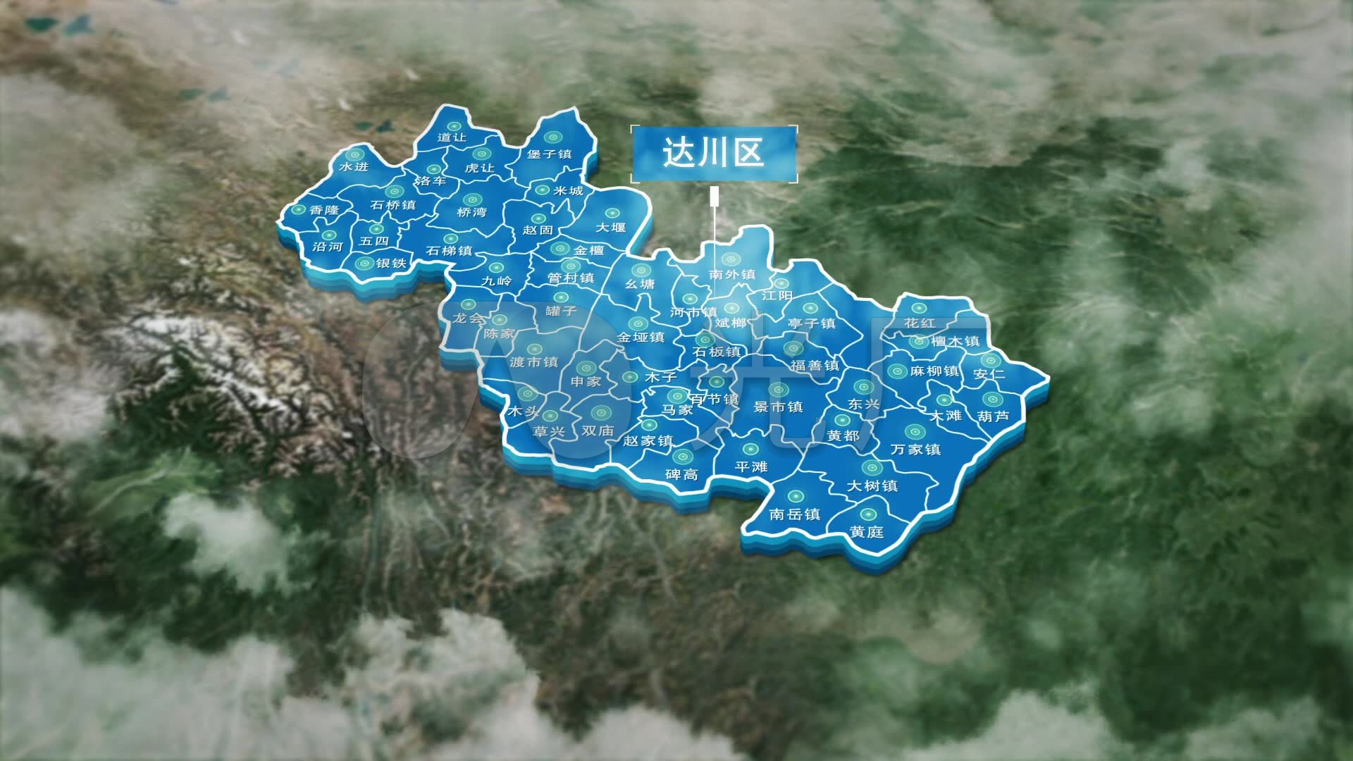 达州市达川区地图_1920x1080_高清视频素材下载(编号