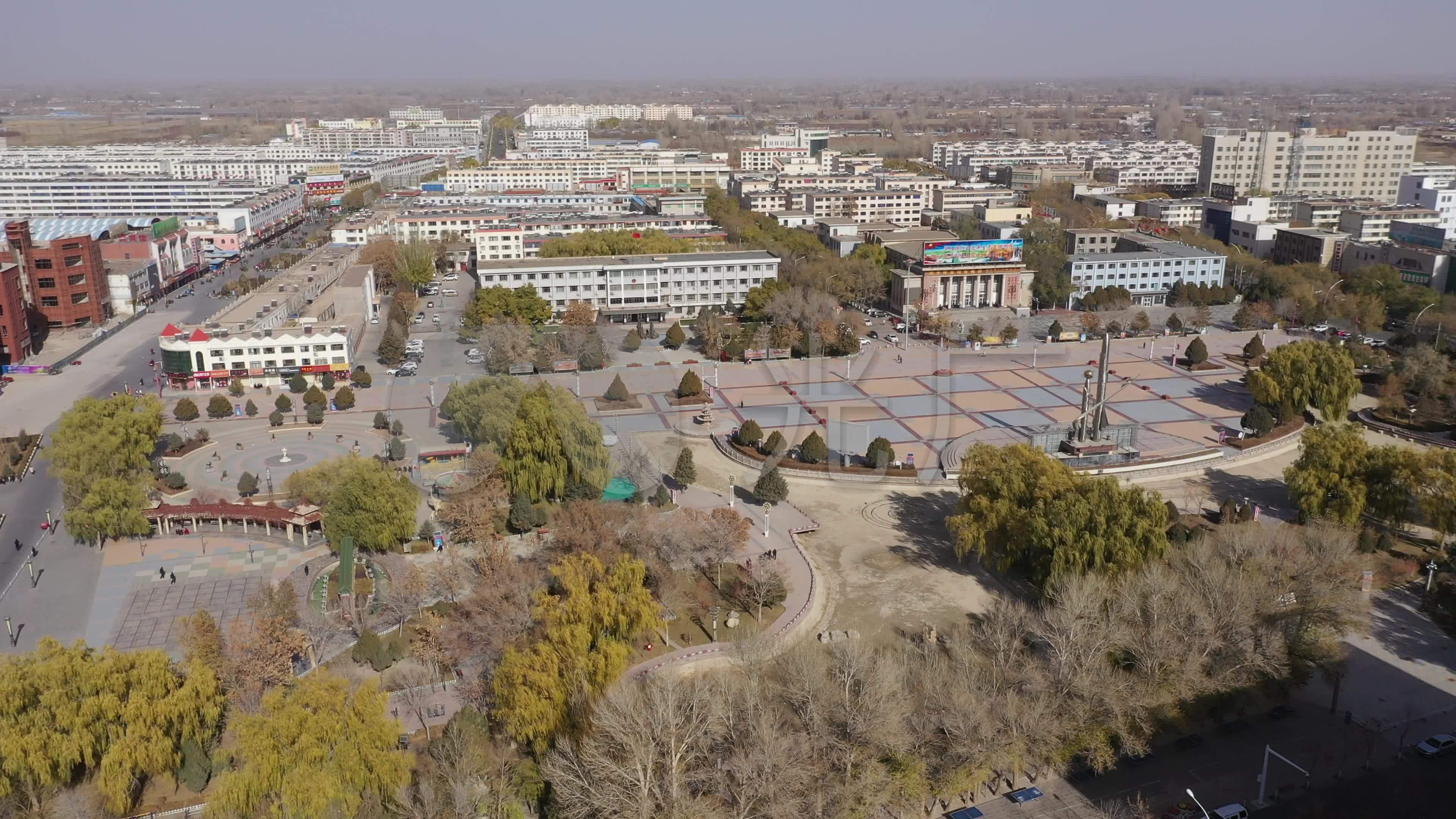 金塔县政府广场_3840x2160_高清视频素材下载(编号:5154472)_实拍视频