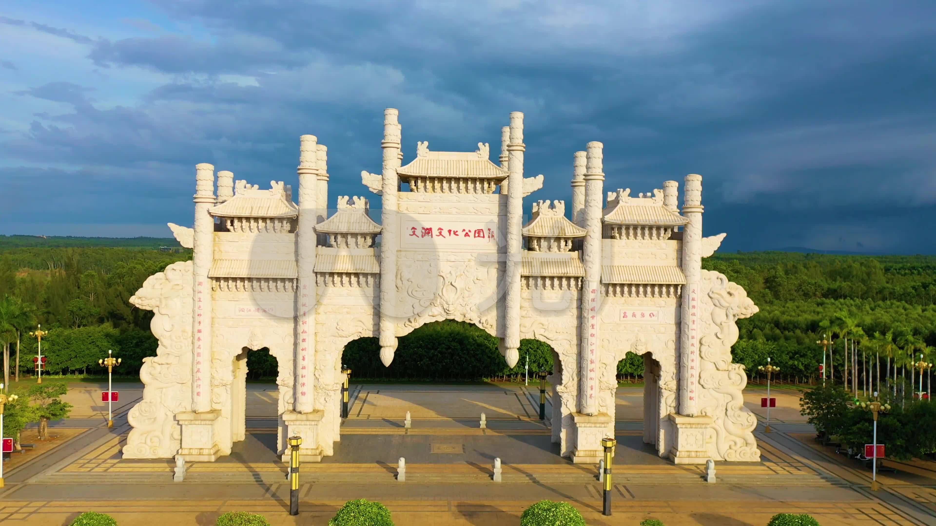 临高县文澜文化公园牌坊公园-航拍4k_3840x2160_高清