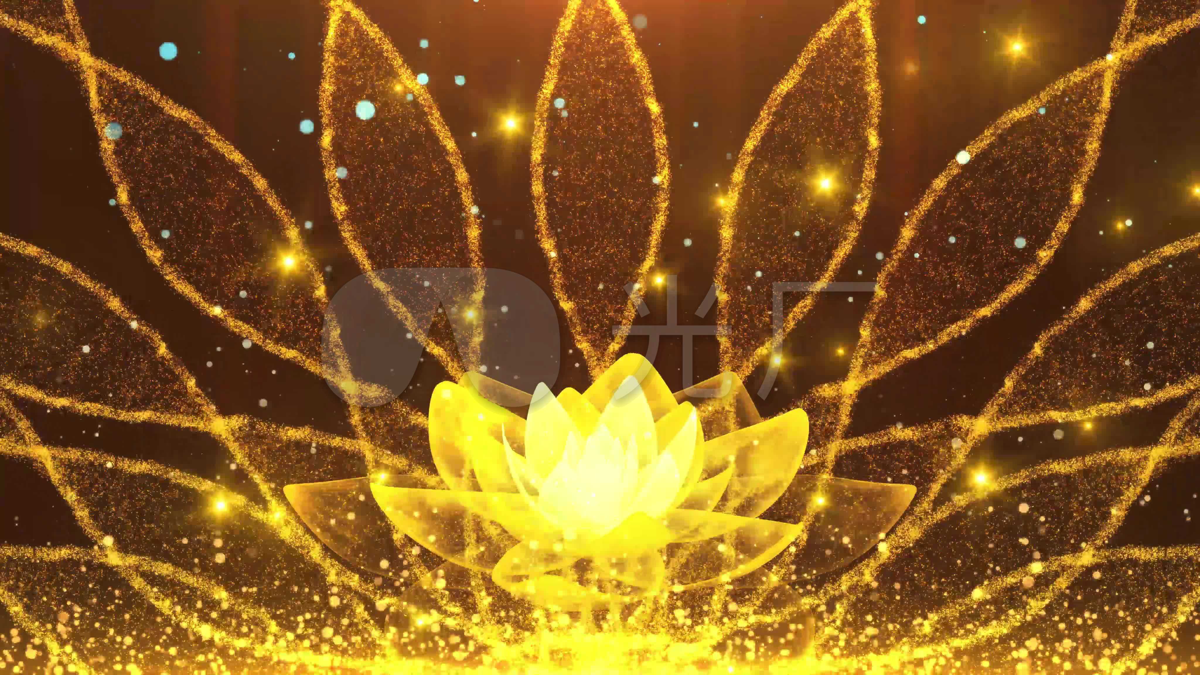 4k金色舞台莲花背景循环_4096x2304_高清视频素材下载