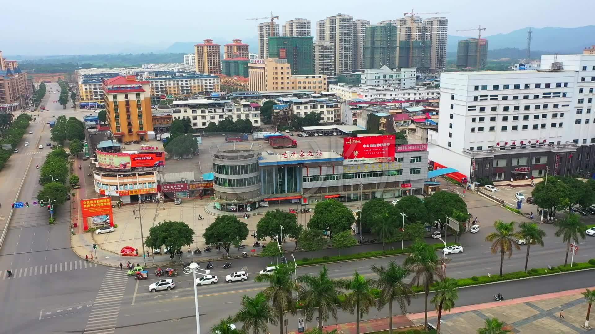 航拍广西崇左市龙州县汽车站