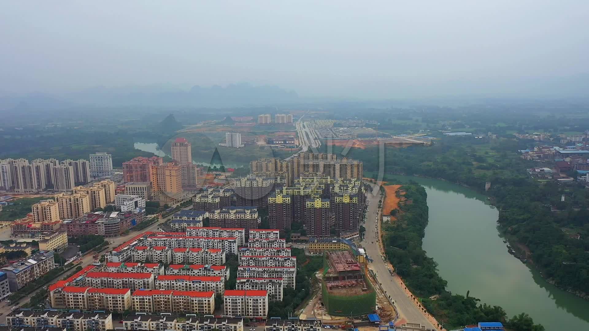 航拍广西崇左市龙州县县城大全景_1920x1080_高清视频素材下载(编号