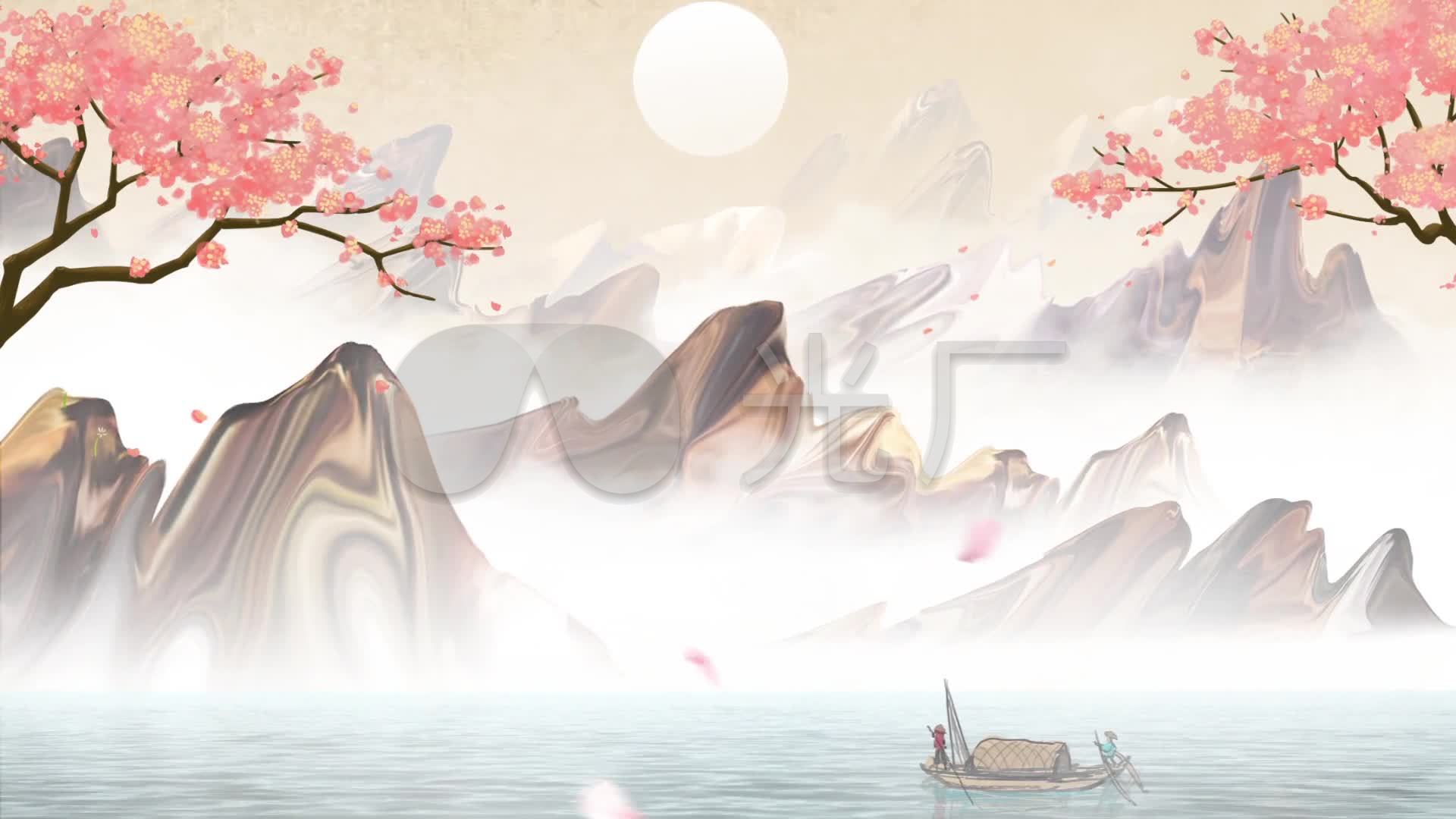 古典水墨中国风山水意境led背景视频