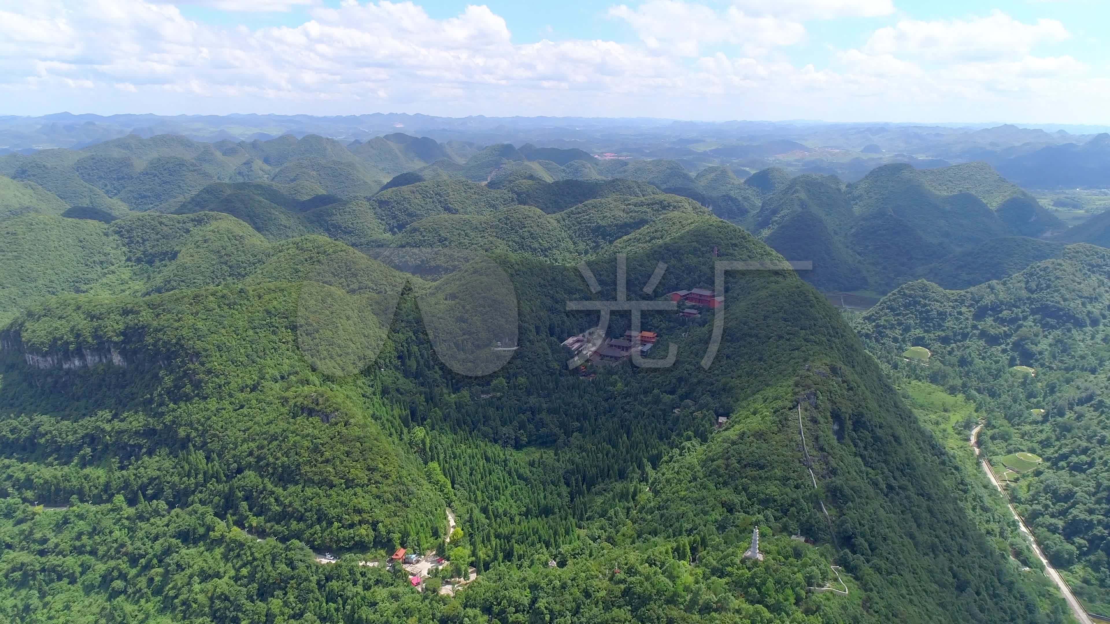 4k贵州平坝高峰山万华禅寺喀斯特山川风光_3840x2160