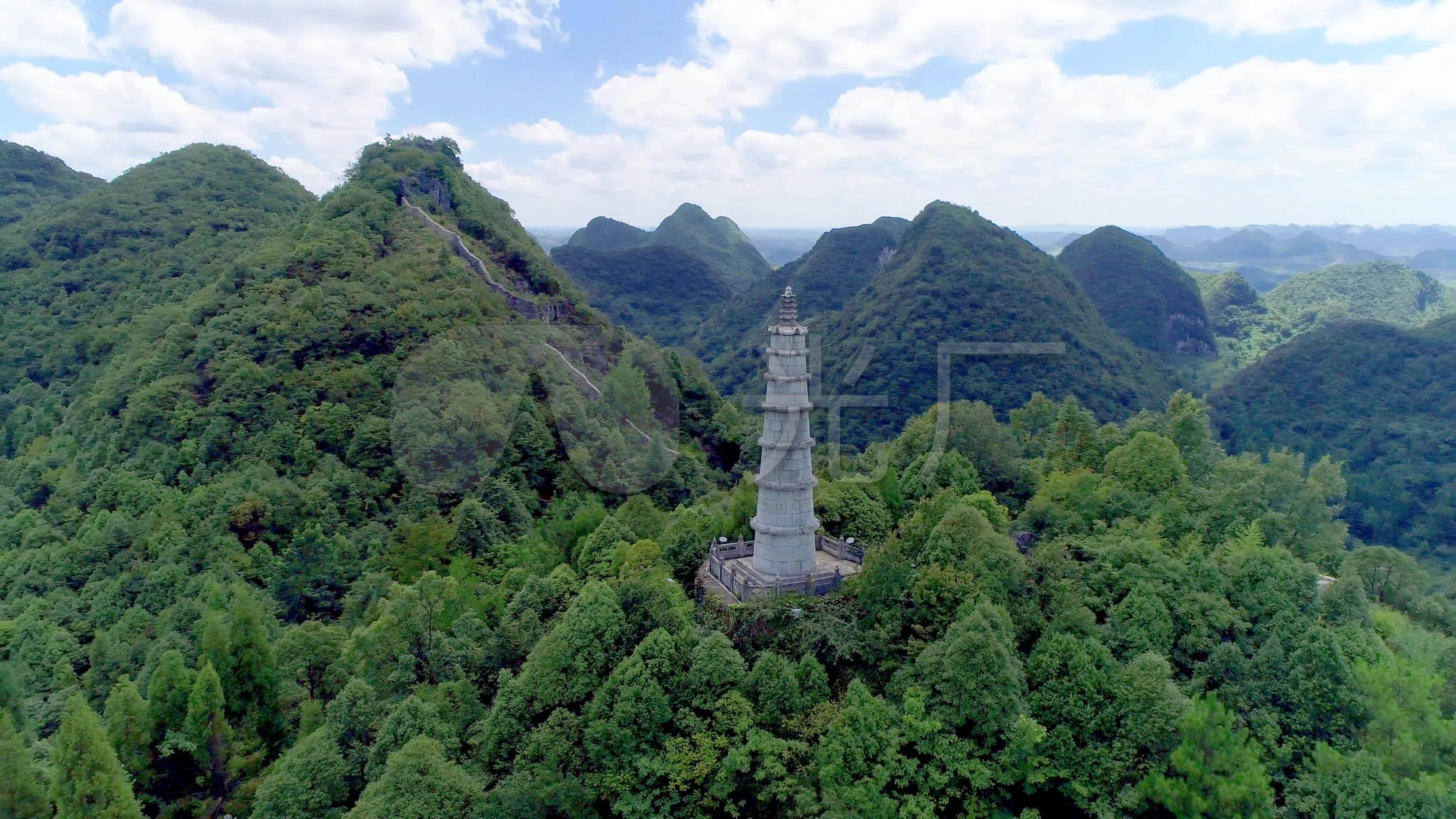 4k贵州平坝高峰山万华禅寺喀斯特山川风光_3840x2160