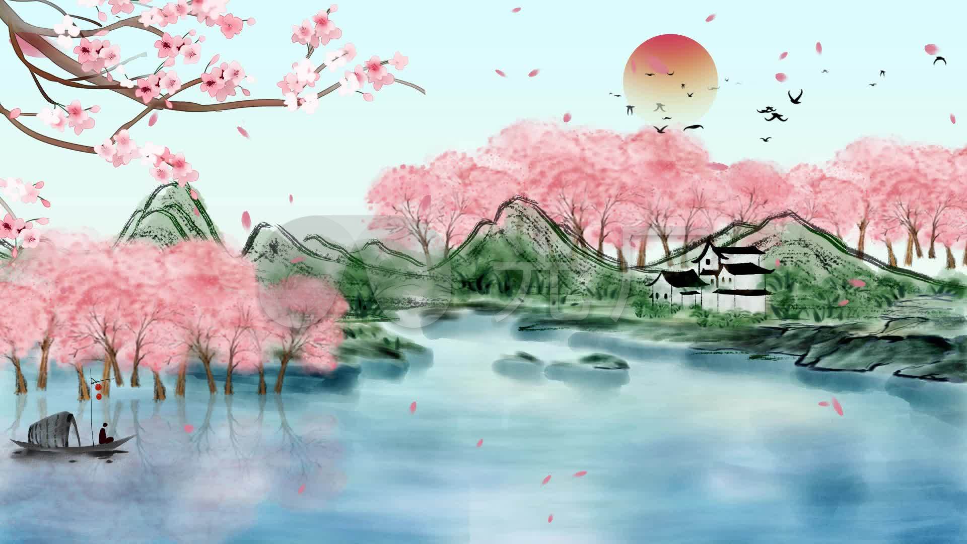 水墨桃花源led背景