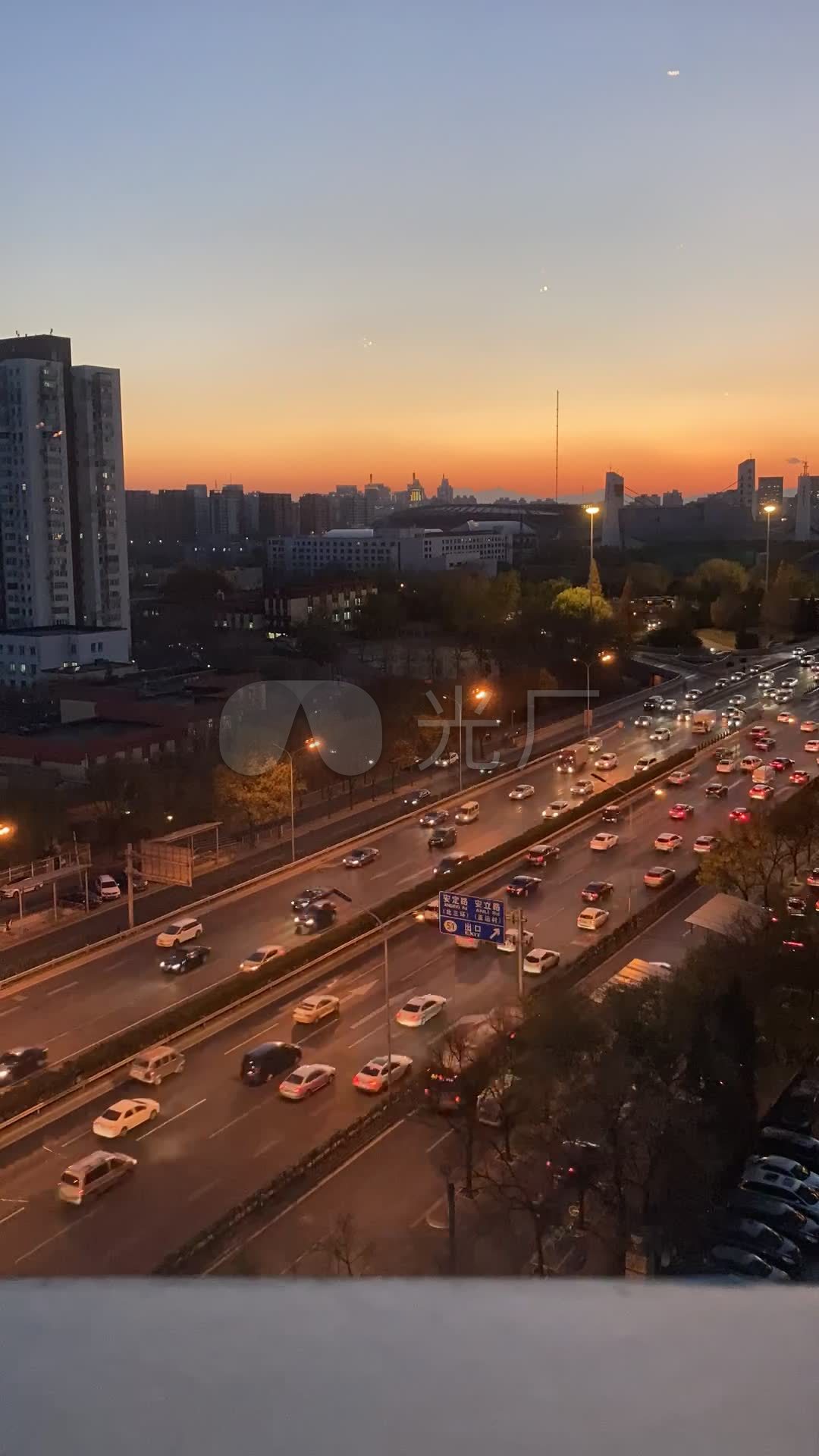 车流延时竖屏北京夜景黄昏傍晚城市