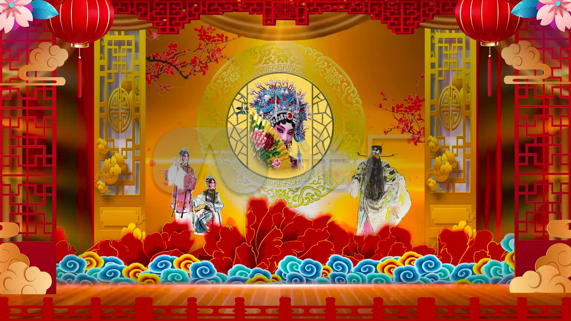 京剧戏曲舞台背景视频素材