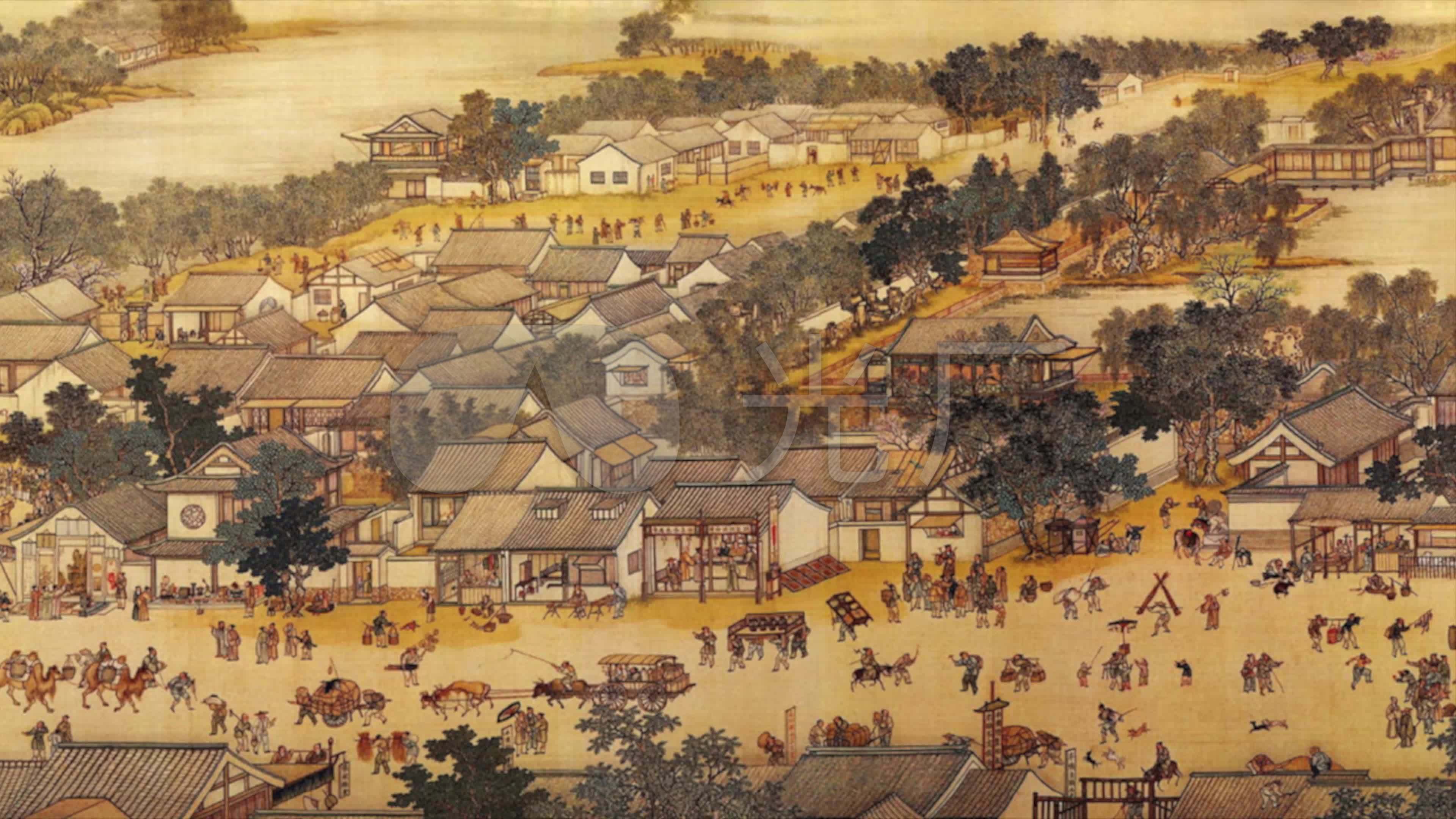 清明上河图4k_3840x2160_高清视频素材下载(编号:)