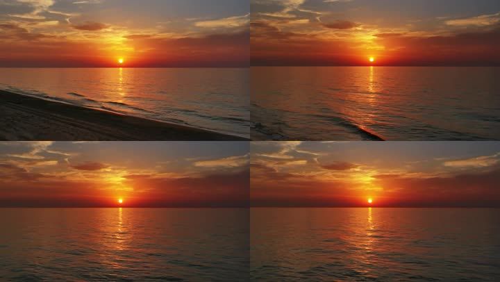 视频素材 实拍视频 自然风景 夕阳海边唯美海水海滩晚霞浪花江水大江