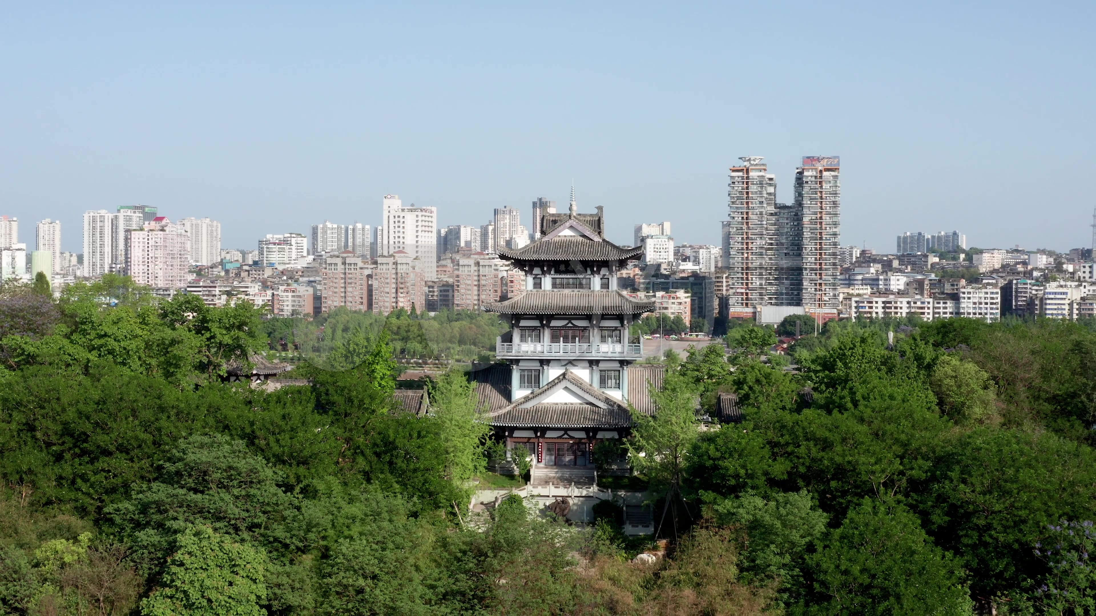 【4k】航拍内江城市风光大千园太白楼_3840x2160_高清