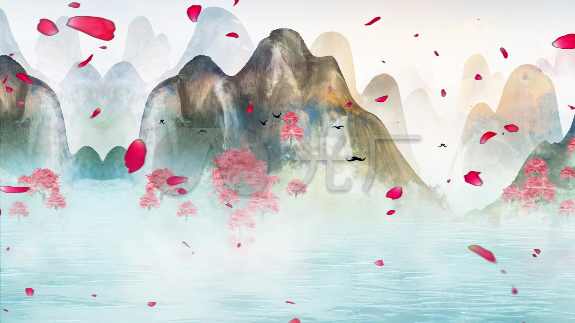 水墨中国风山水意境led背景视频_1920x1080_高清视频
