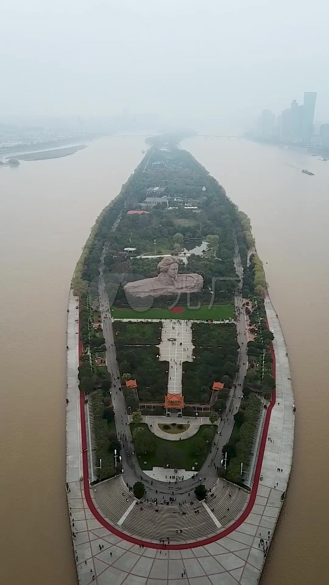 航拍星城长沙橘子洲全景